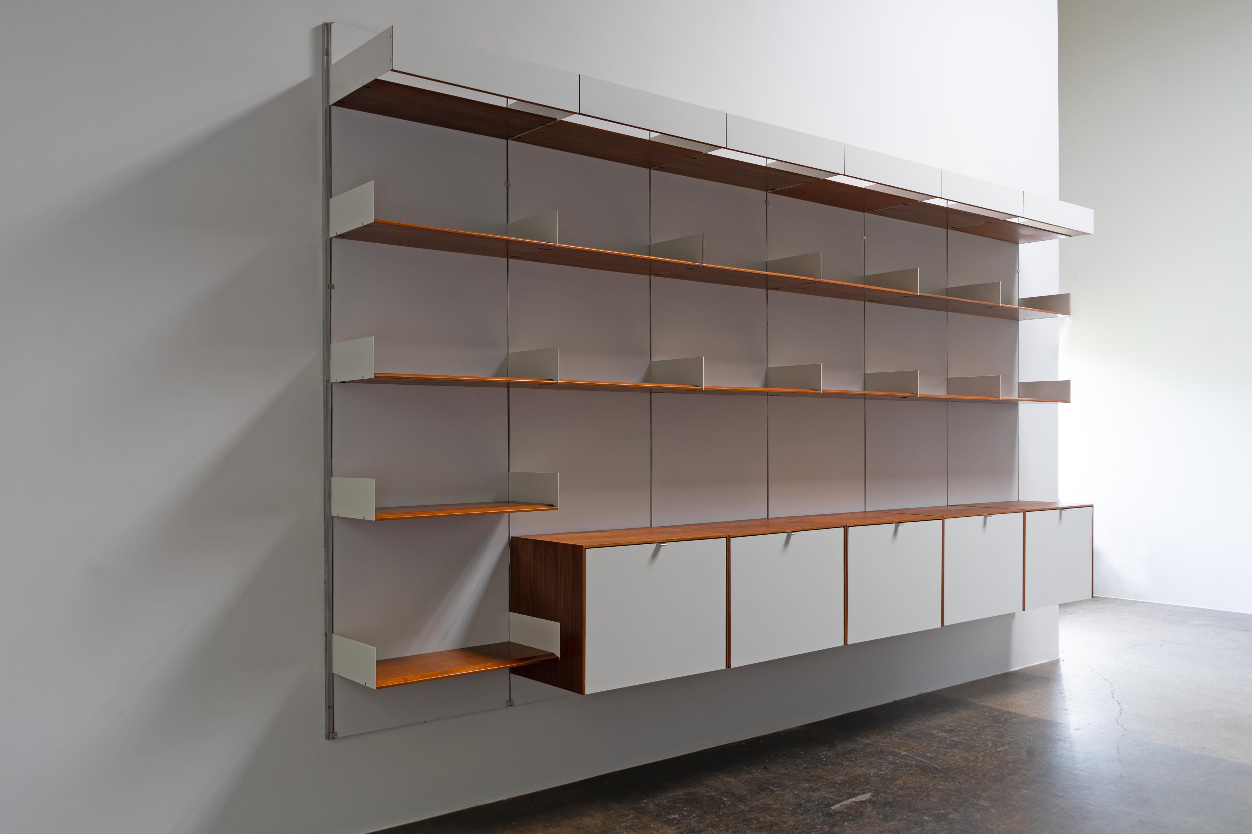 German Rare Wall Unit by Knoll International designed by Fred Ruf, Walnut, 1950s For Sale