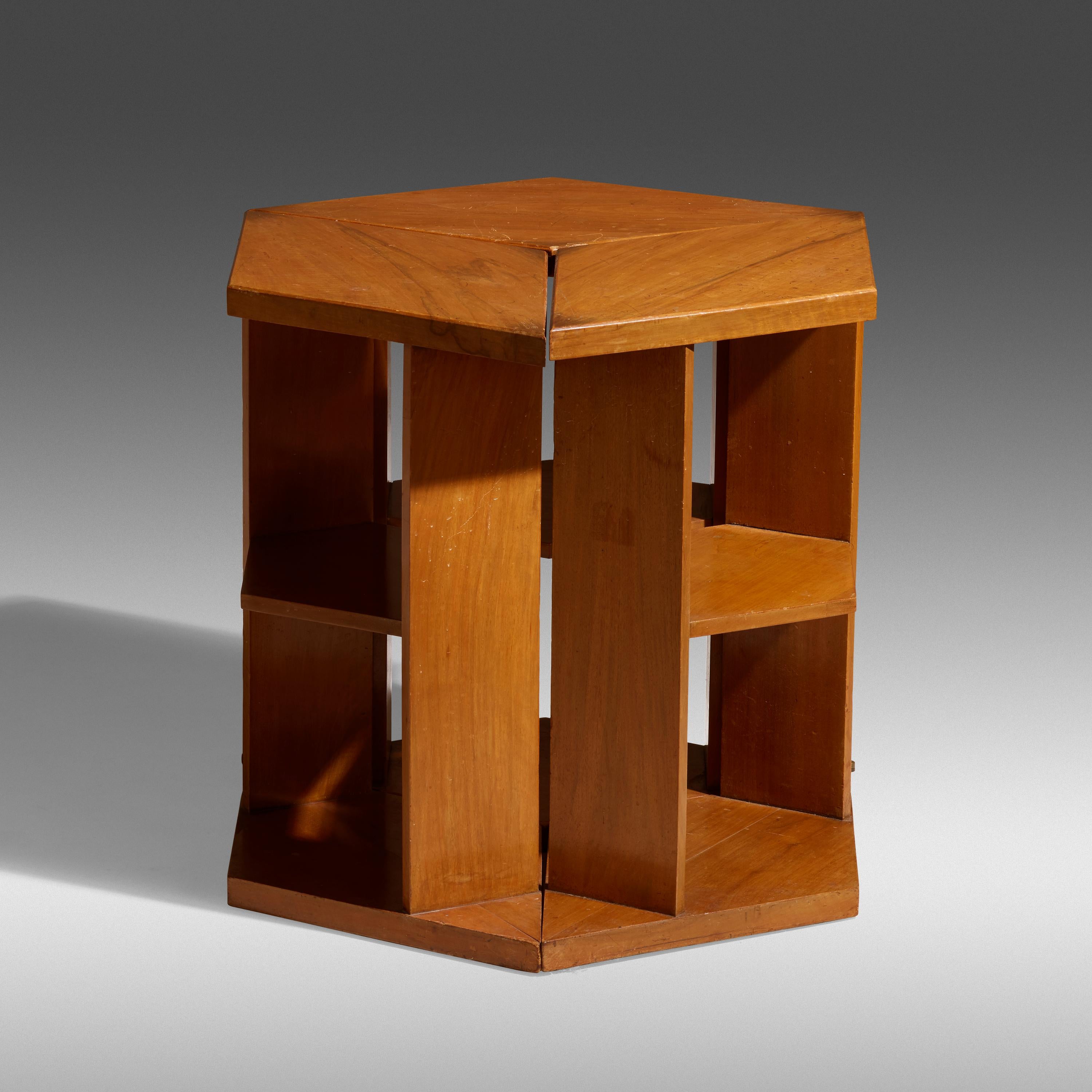Rare walnut and Oak bookcase -table by Eugene Printz . The design of the 