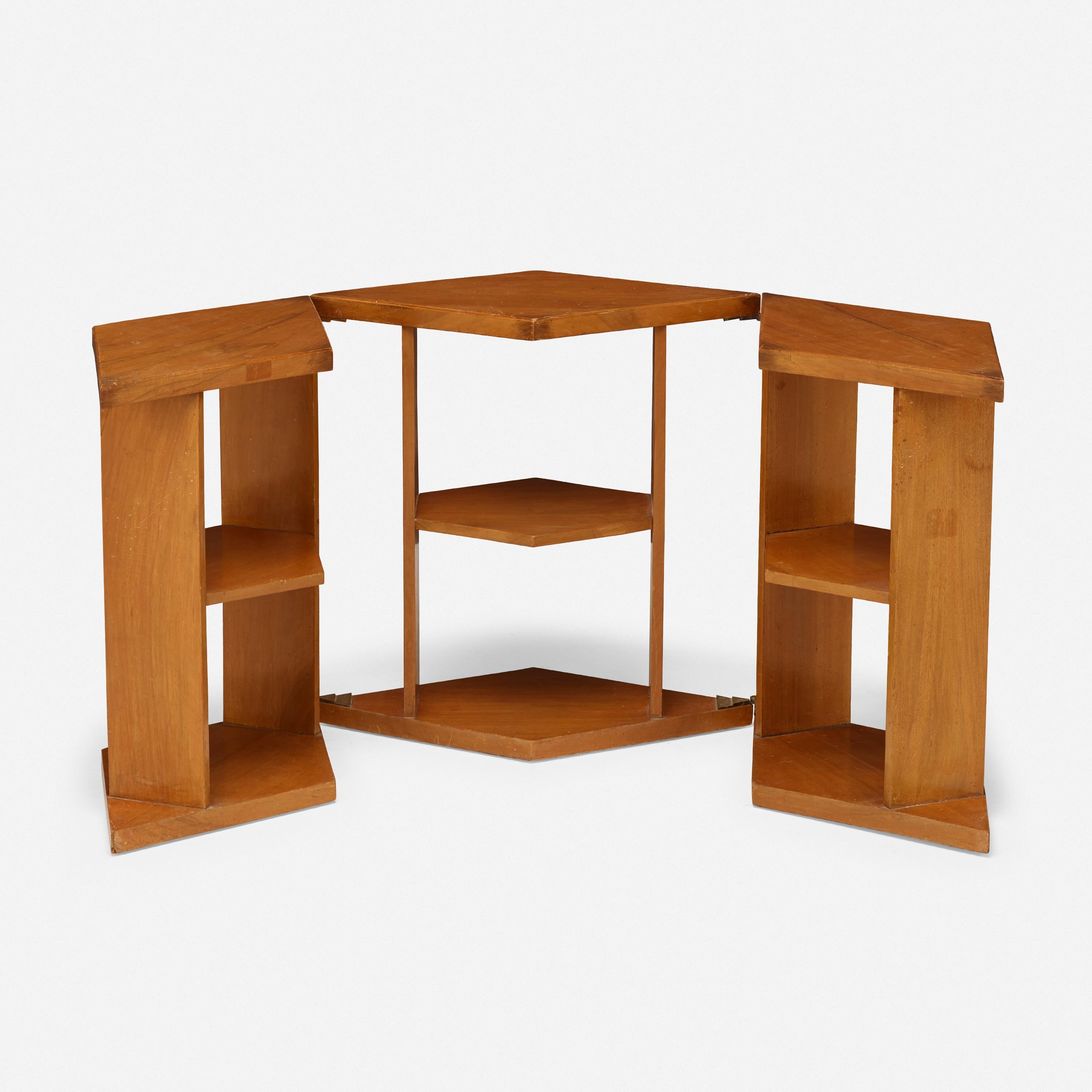 Art Deco Rare Walnut and Oak Bookcase, Table by Eugene Printz