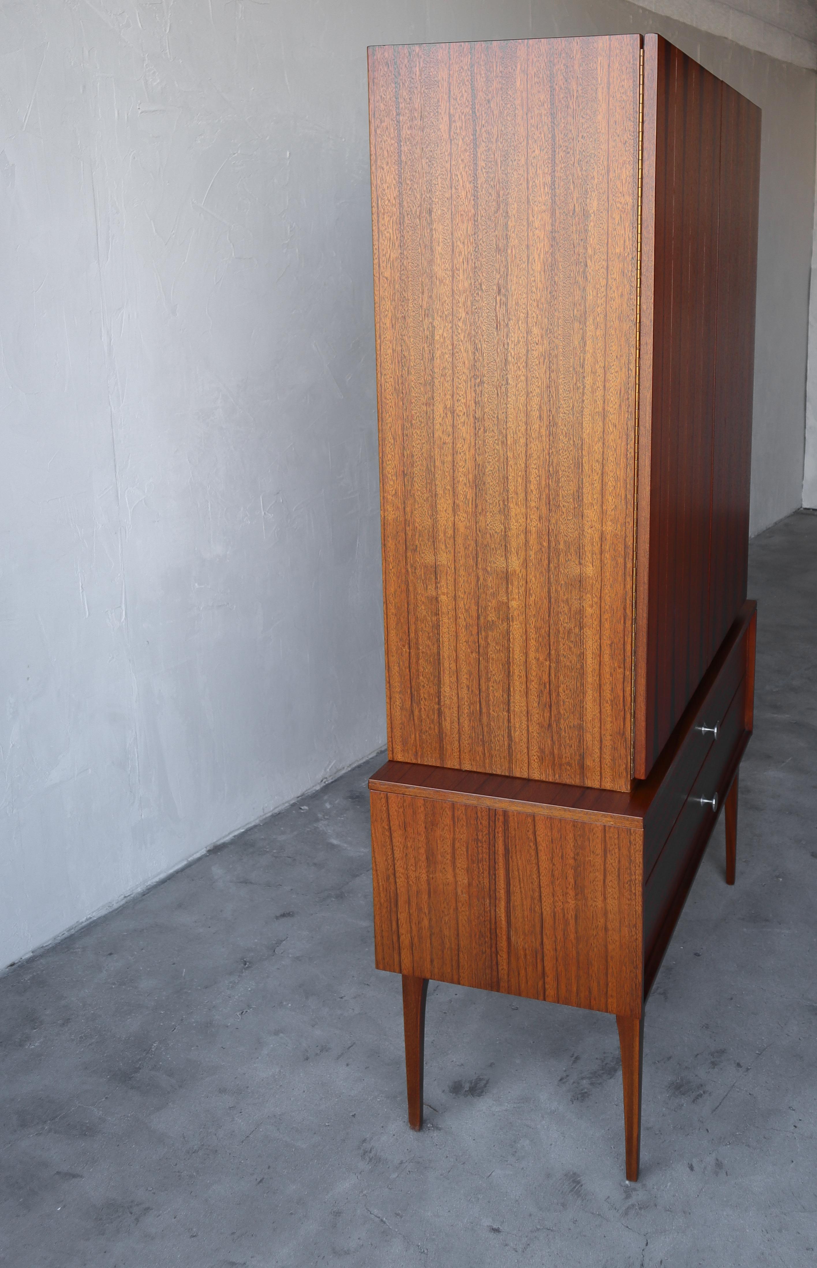 Rare Walnut and Rosewood Mid Century Armoire Dresser by Lane 1