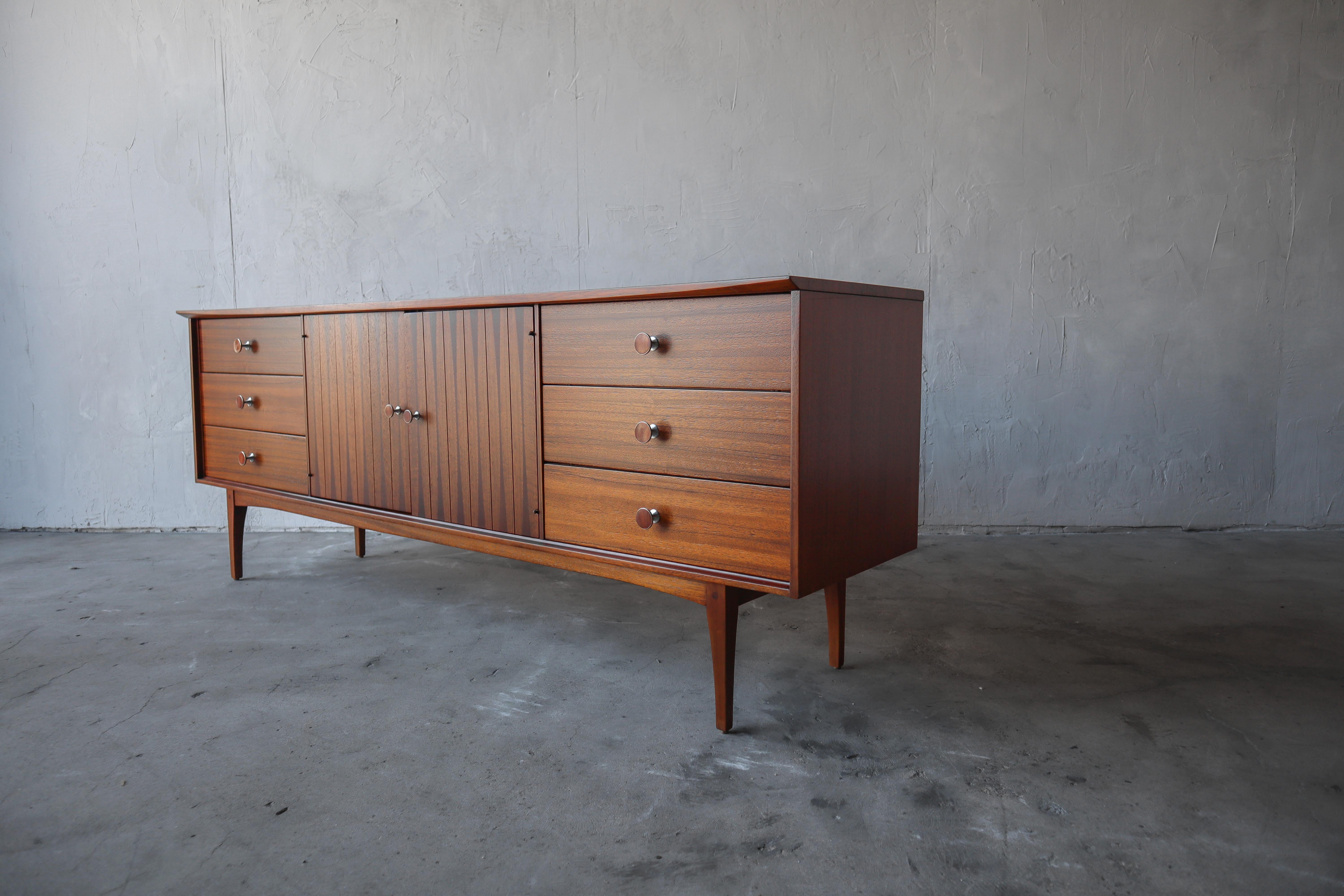 Mid-Century Modern Rare Walnut and Rosewood Mid Century Dresser by Lane