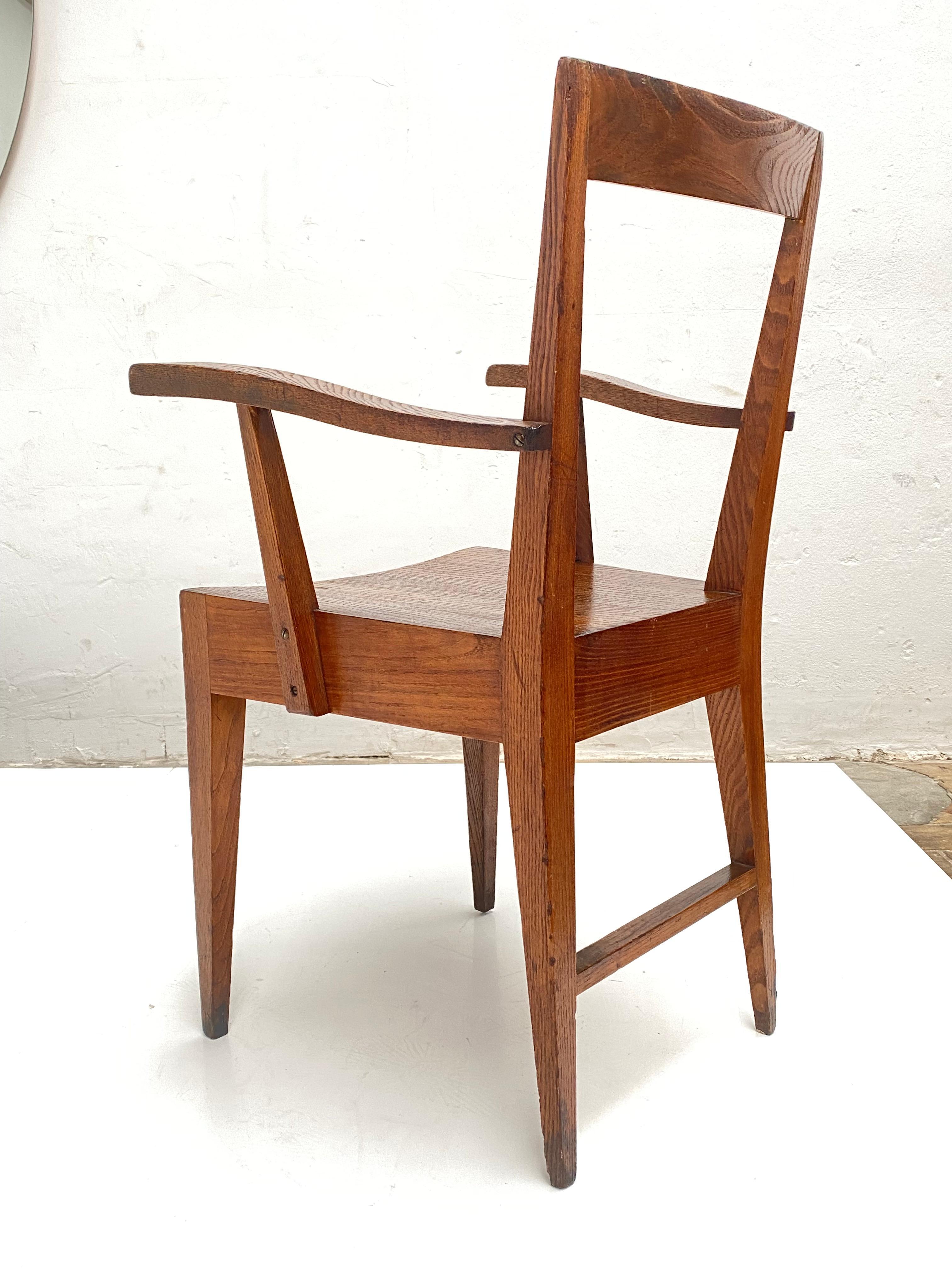 Stained Rare Walnut Archair from University of Padova Attributed to Gio Ponti Ca 1935-7 For Sale