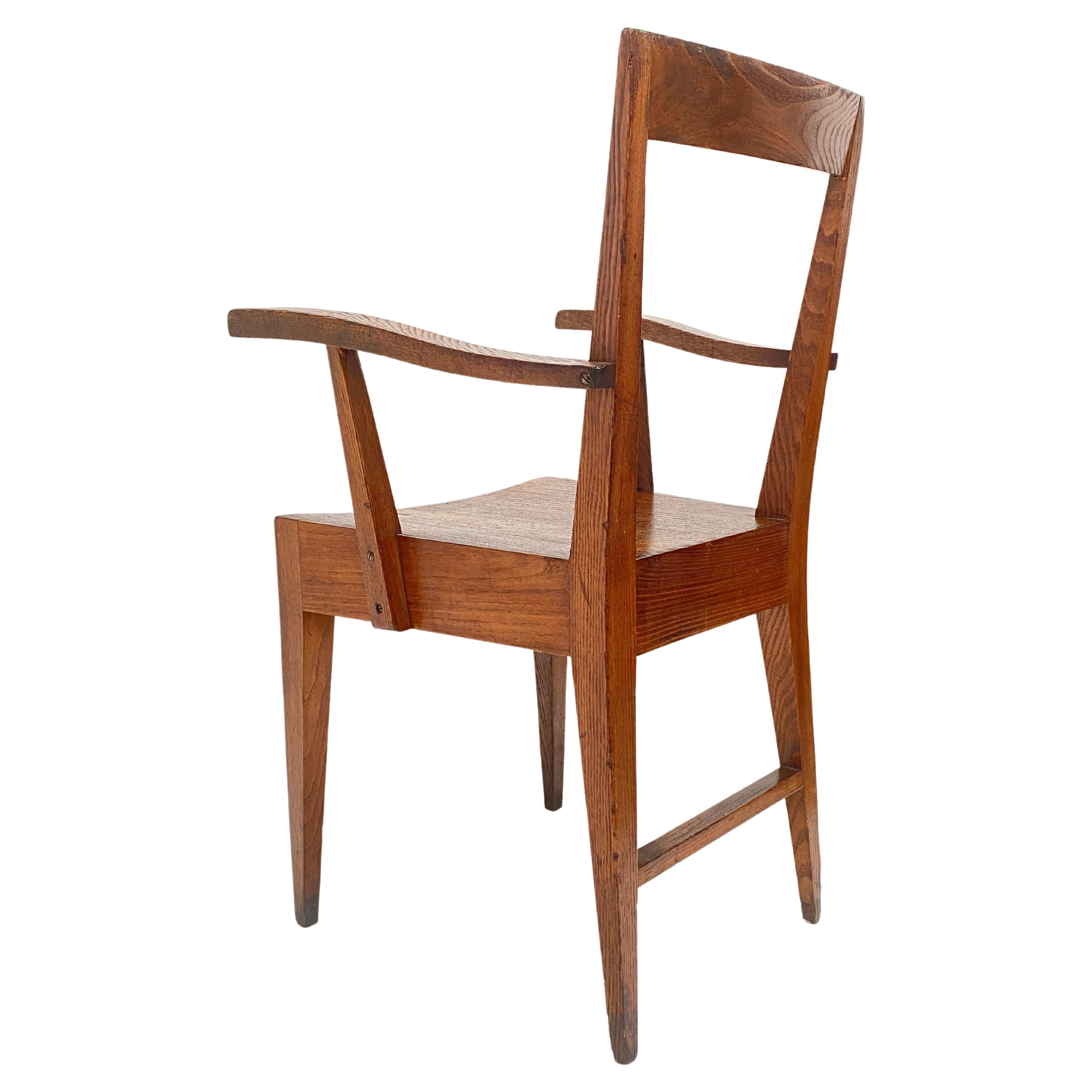 Rare Walnut Archair from University of Padova Attributed to Gio Ponti Ca 1935-7 For Sale