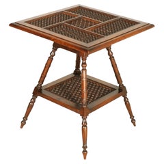 Rare Walnut Beadwork Occasional Table, Late 19th Century, Late Victorian Style