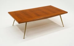 Rare Walnut & Brass Coffee Table by Robsjohn Gibbings for Widdicomb.  Excellent.