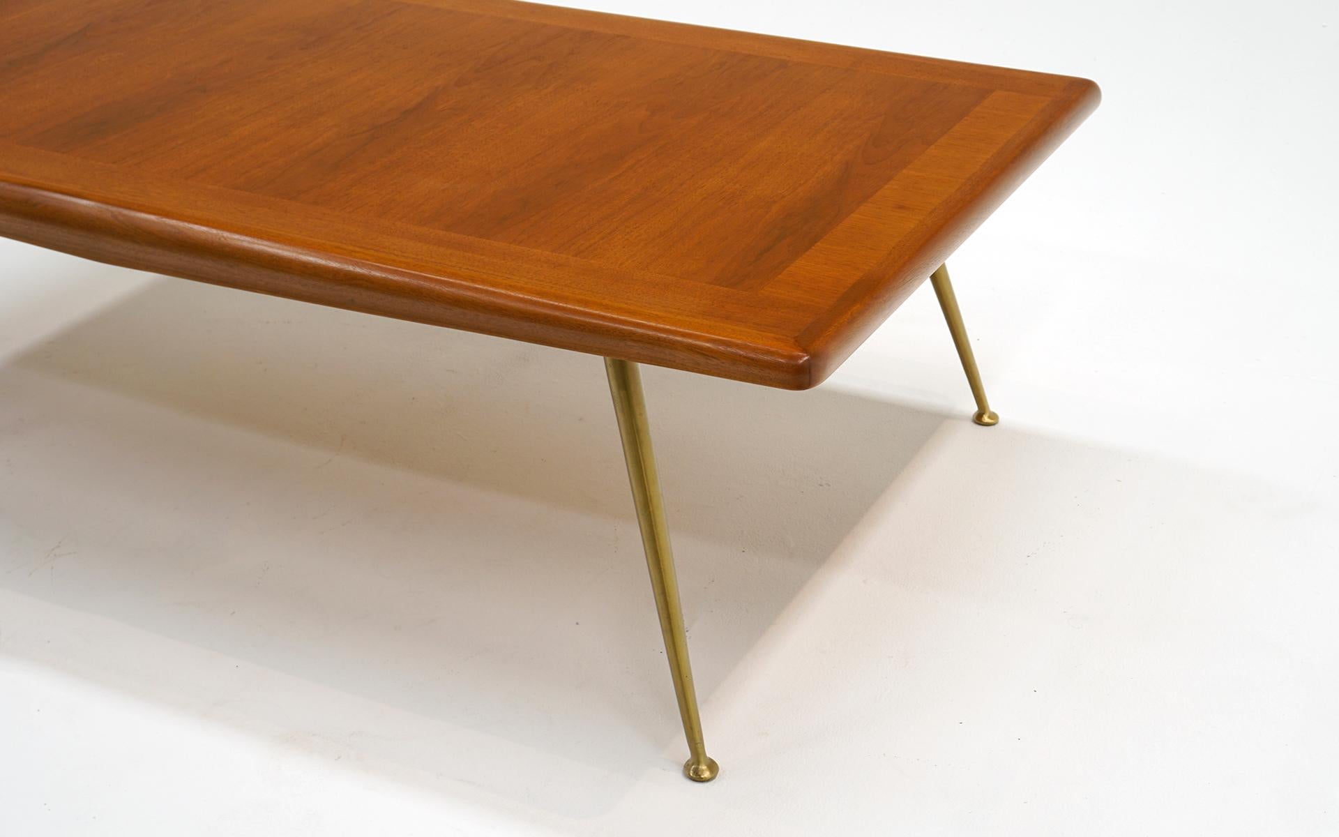 Rare Walnut & Brass Coffee Table by Robsjohn Gibbings for Widdicomb.  Excellent. In Excellent Condition For Sale In Kansas City, MO