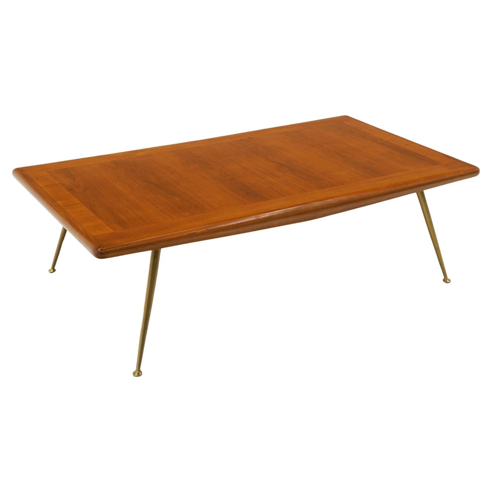 Rare Walnut & Brass Coffee Table by Robsjohn Gibbings for Widdicomb.  Excellent. For Sale