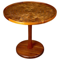 Rare Walnut Mosaic Pedestal Tulip Top Table by Jane & Gordon Martz