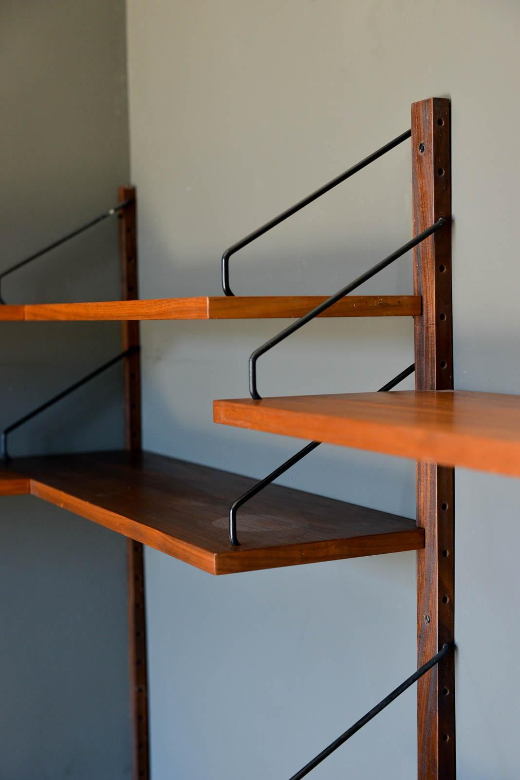 Rare Walnut Poul Cadovius Corner Wall Unit with Desk, circa 1965 1