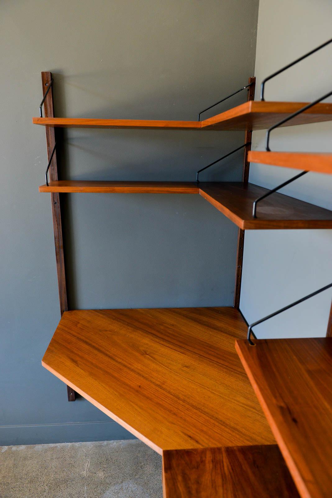 Danish Rare Walnut Poul Cadovius Corner Wall Unit with Desk, circa 1965