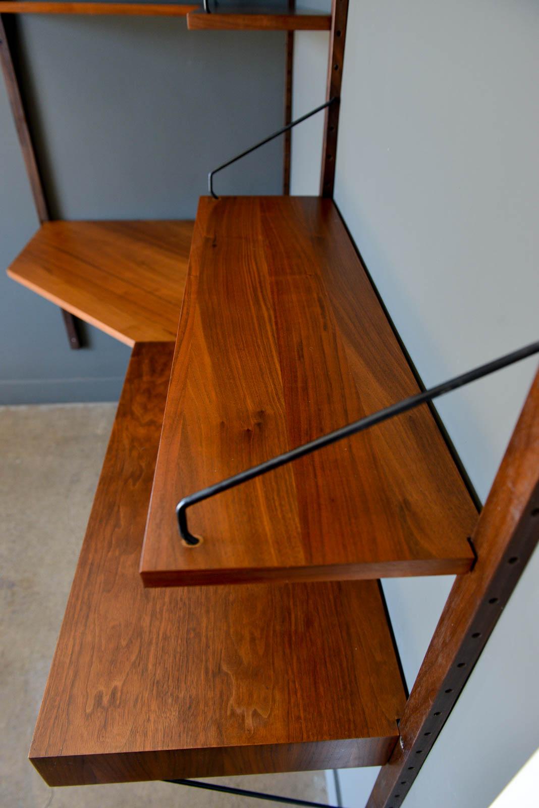Mid-20th Century Rare Walnut Poul Cadovius Corner Wall Unit with Desk, circa 1965