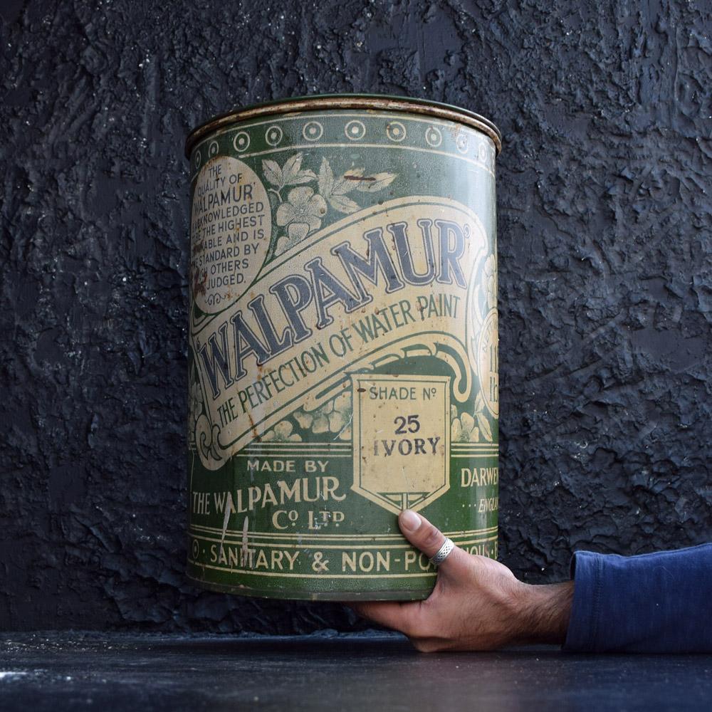 Walpamur Co Ltd advertising shop display
We are proud to offer a rare example of an oversized English decorating shop display paint tin. In the form of a 112 lbs Walpamur Co Ltd (Pre Crown) advertising display. In complete original condition and