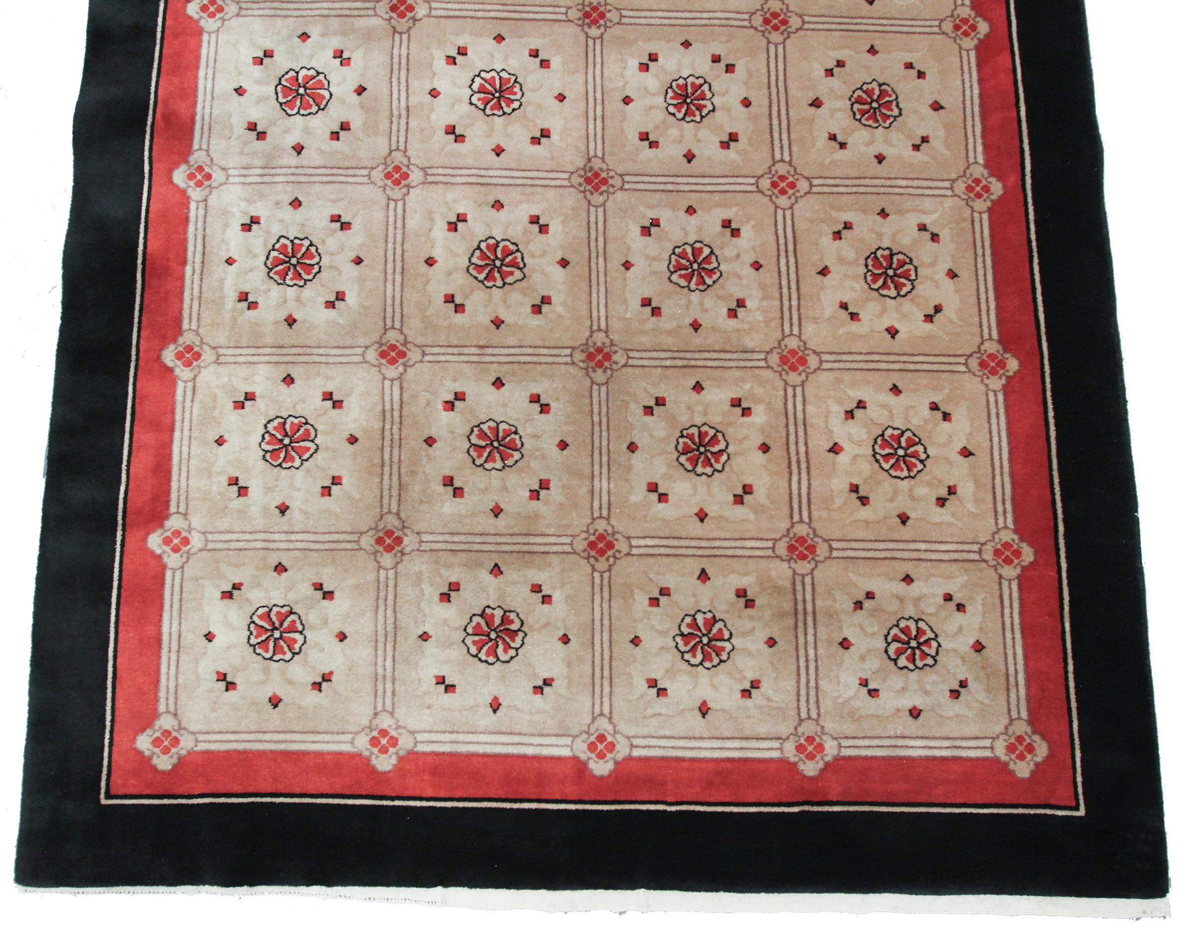 Noué à la main Rare tapis Art Déco 1920 Art Nouveau chinois 6 x 9 183 x 269 cm en vente