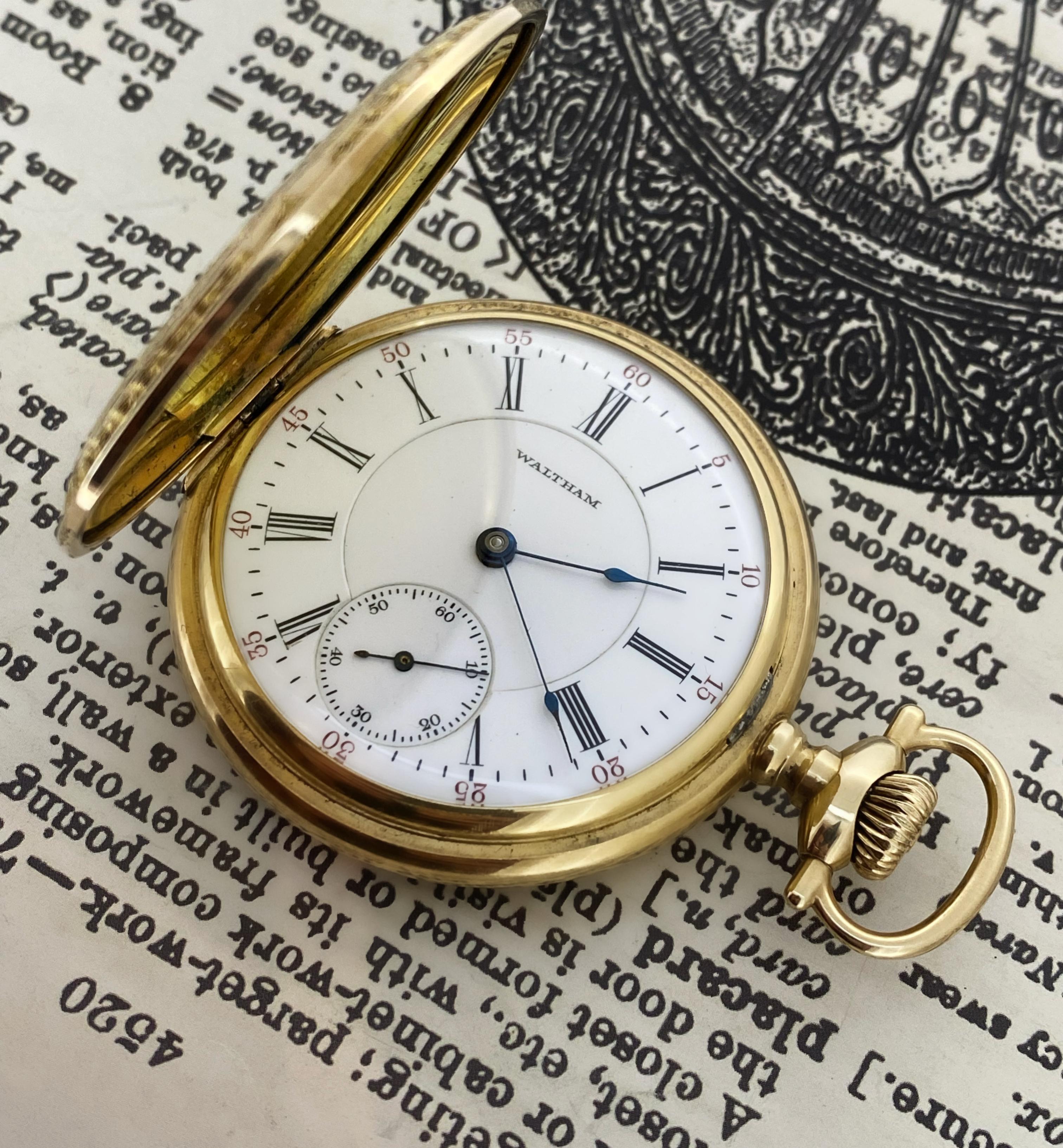 This extraordinary & extremely rare piece is 
Waltham Riverside Pocket Watch 12 size 
model # 1894 from Colonial Series

It’s dating from c1900’s, 
yet it’s in remarkable condition & in excellent working order.

Designed as a full-hunter,
the pocket