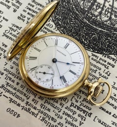 Rare Waltham Mass. Riverside A.W.W.Co 14K Gold Full Hunter Pocket Watch # 1894