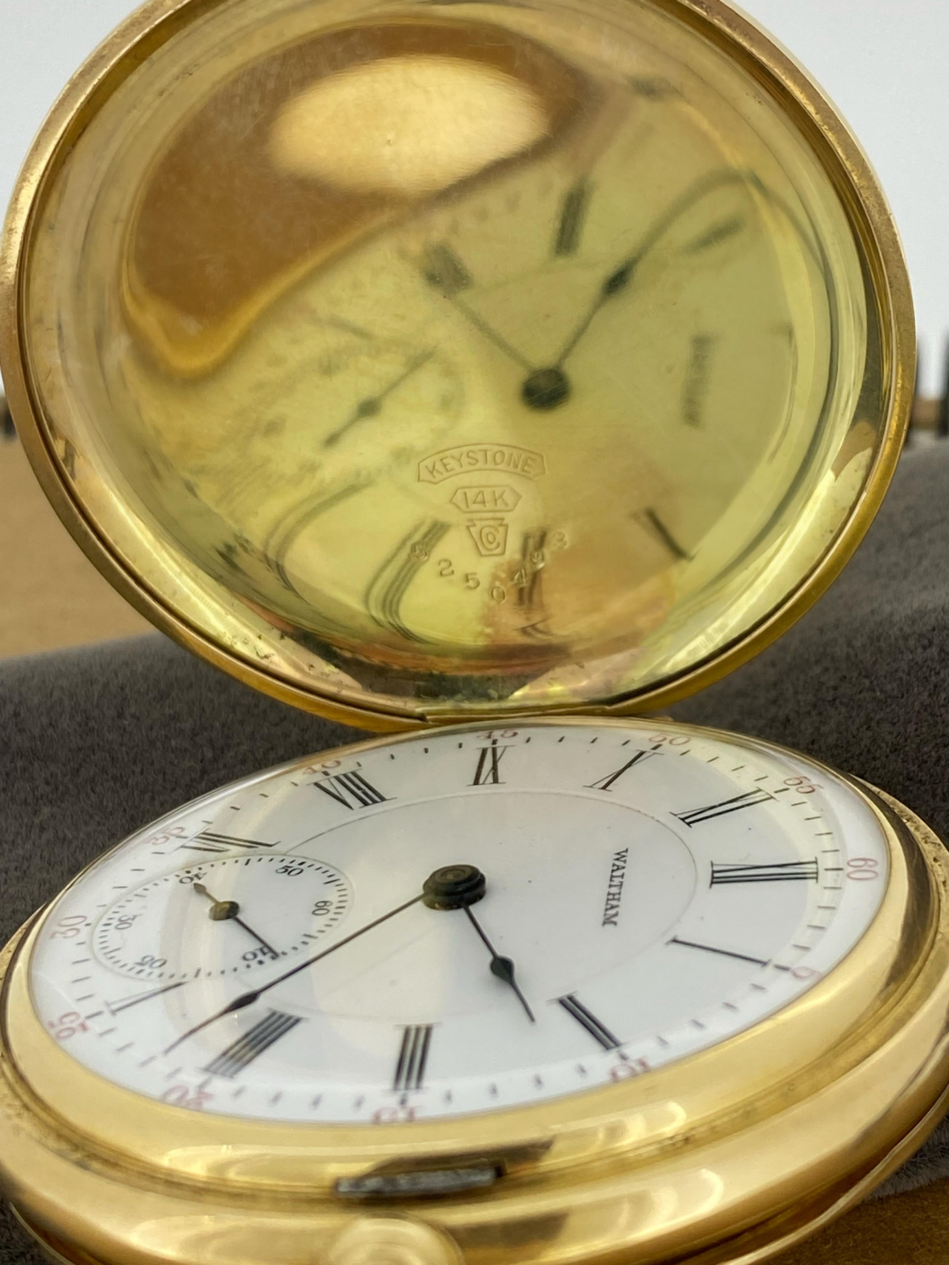 Rare Waltham Mass. Riverside A.W.W.Co 14K Gold Full Hunter Pocket Watch # 1894 In Excellent Condition In MELBOURNE, AU
