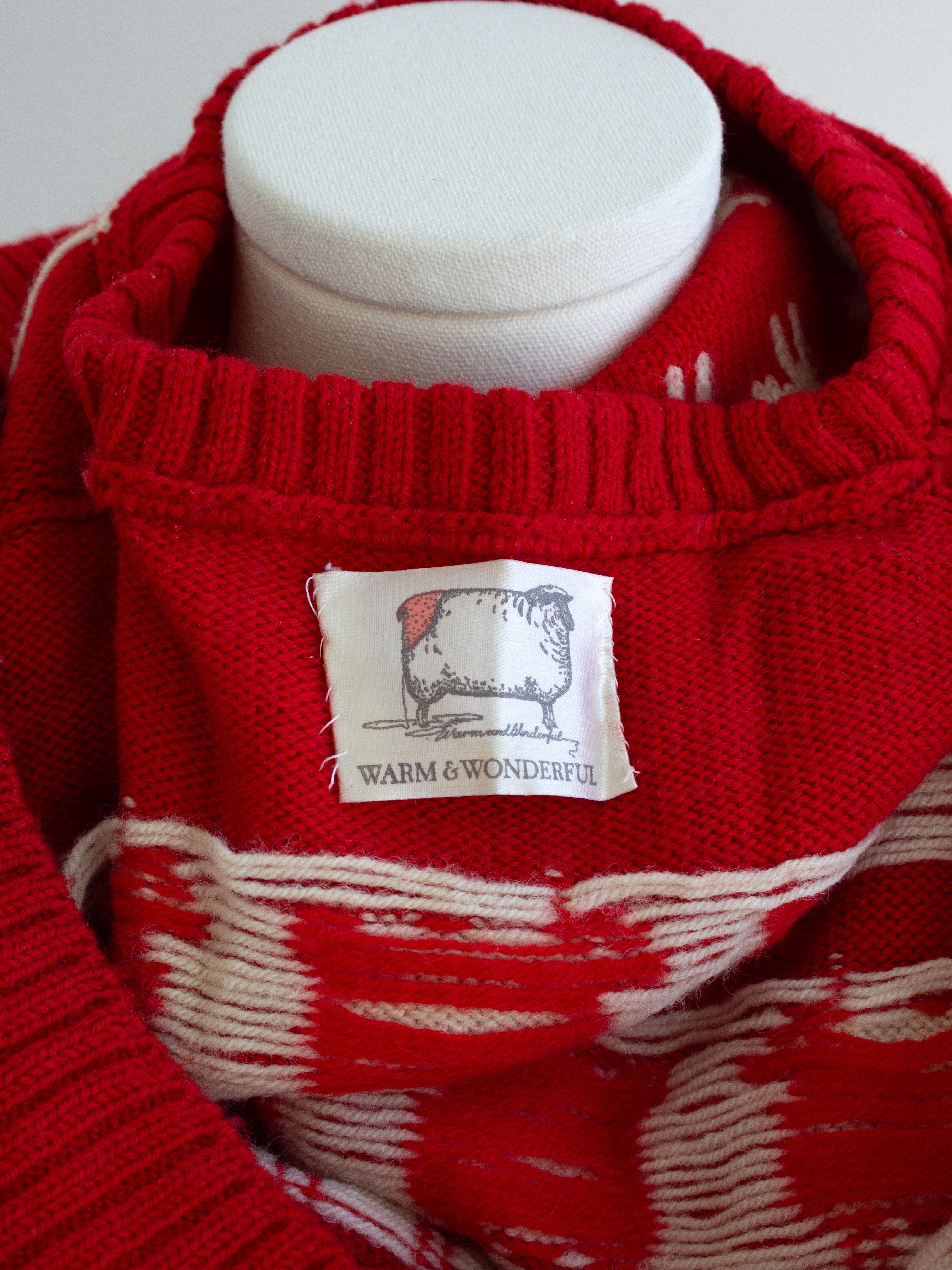 RARE Warm&Wonderful 1980s Princess Diana Black Sheep Red Vintage Sweater For Sale 8