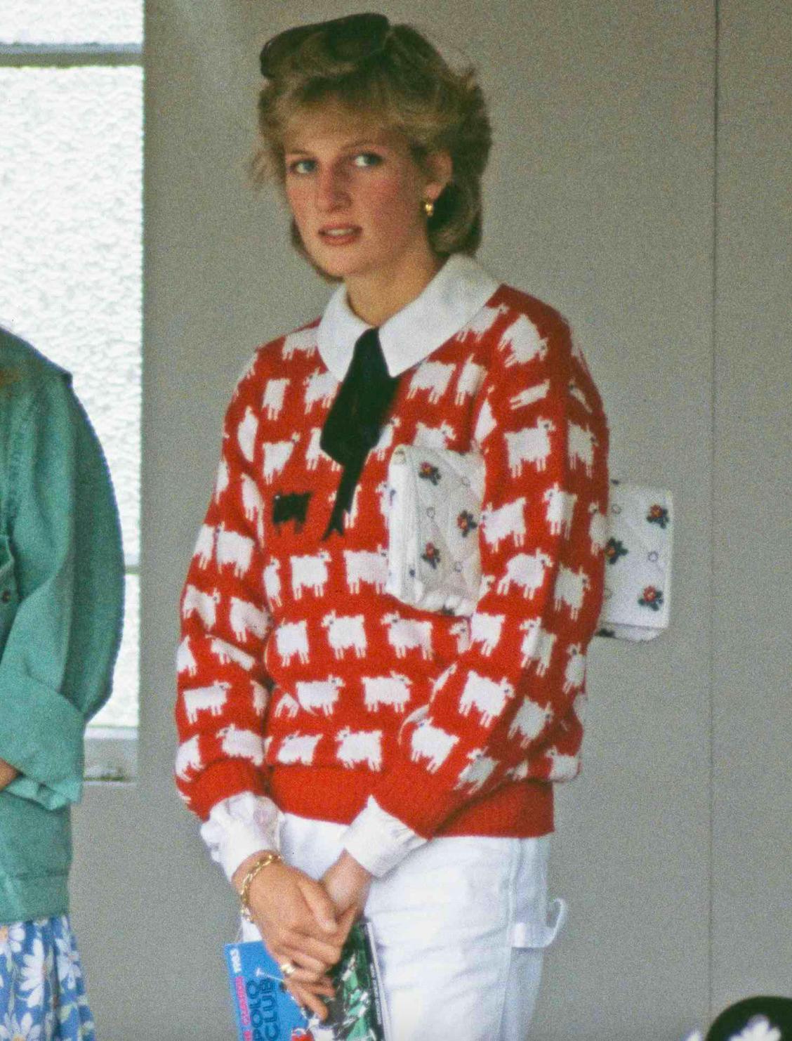 RARE Warm&Wonderful 1980s Princess Diana Black Sheep Red Vintage Sweater For Sale 1