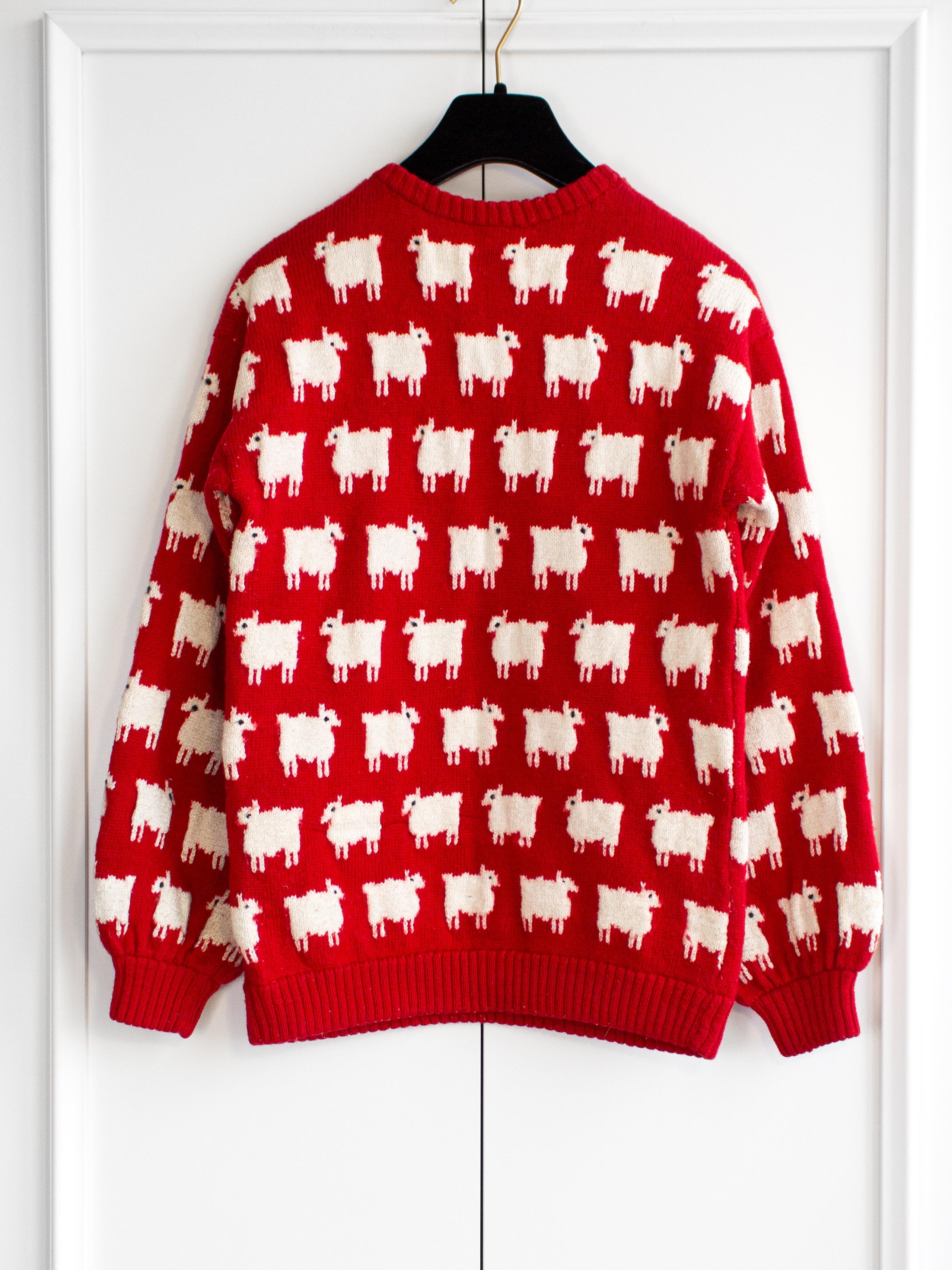 RARE Warm&Wonderful 1980s Princess Diana Black Sheep Red Vintage Sweater 2