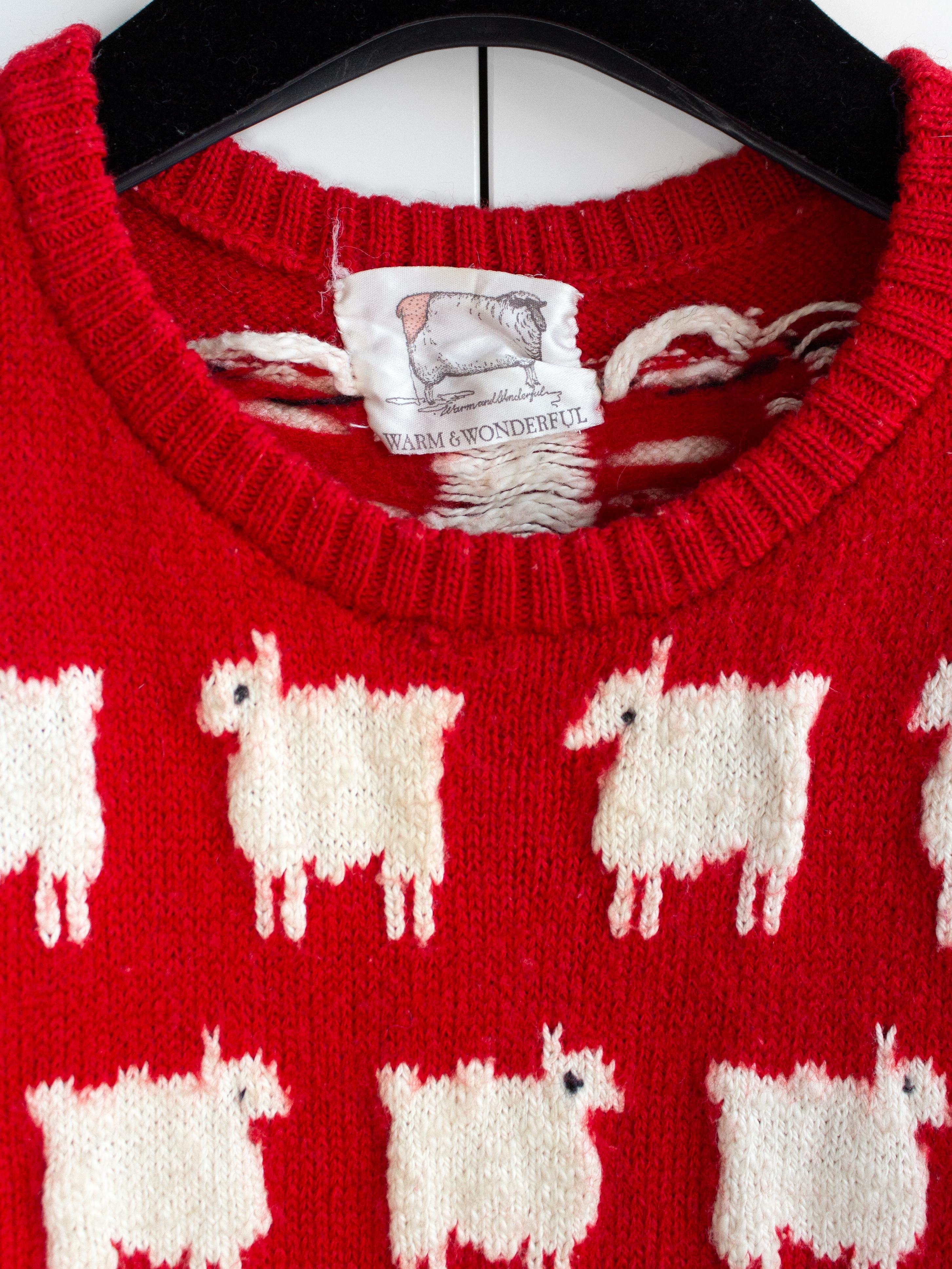 RARE Warm&Wonderful 1980s Princess Diana Black Sheep Red Vintage Sweater 3