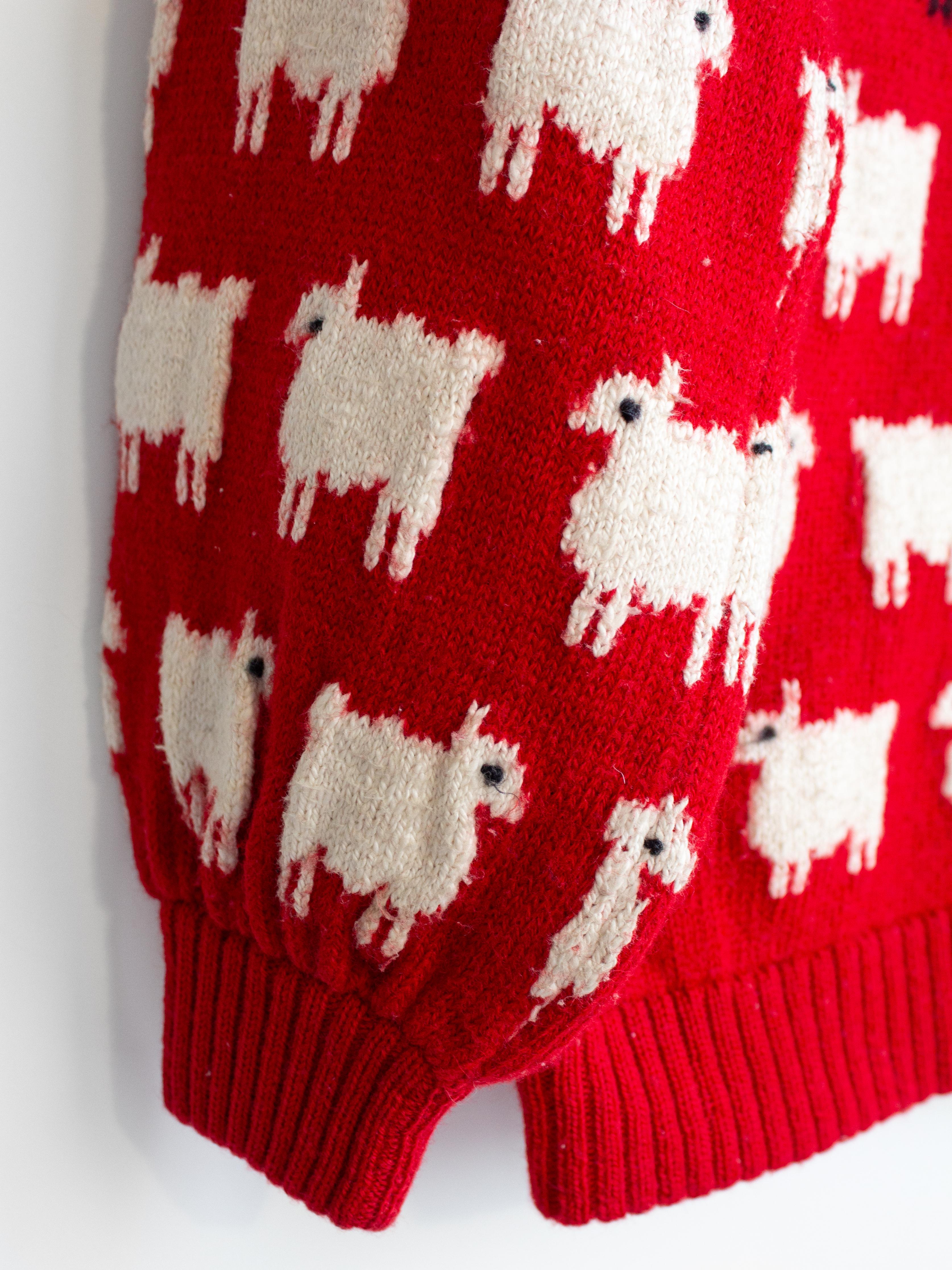 RARE Warm&Wonderful 1980s Princess Diana Black Sheep Red Vintage Sweater 5
