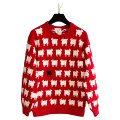 RARE Warm&Wonderful 1980s Princess Diana Black Sheep Red Vintage Sweater