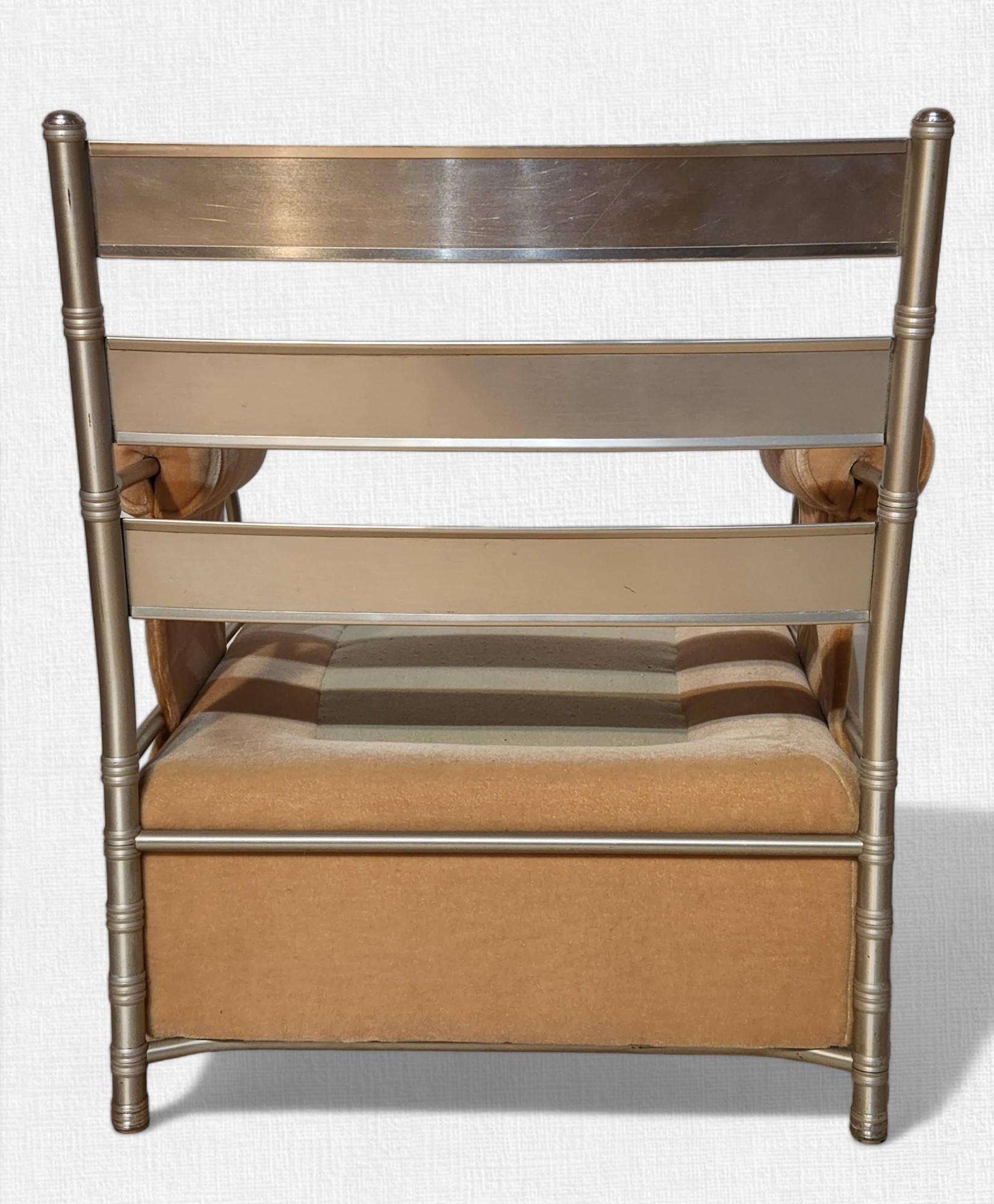 Aluminium Warren McArthur fauteuil de salon et pouf rare de l'époque Biltmore en Arizona, vers 1931 en vente