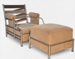 Rare Warren McArthur Arizona Biltmore Era Lounge Chair and Ottoman C. 1931