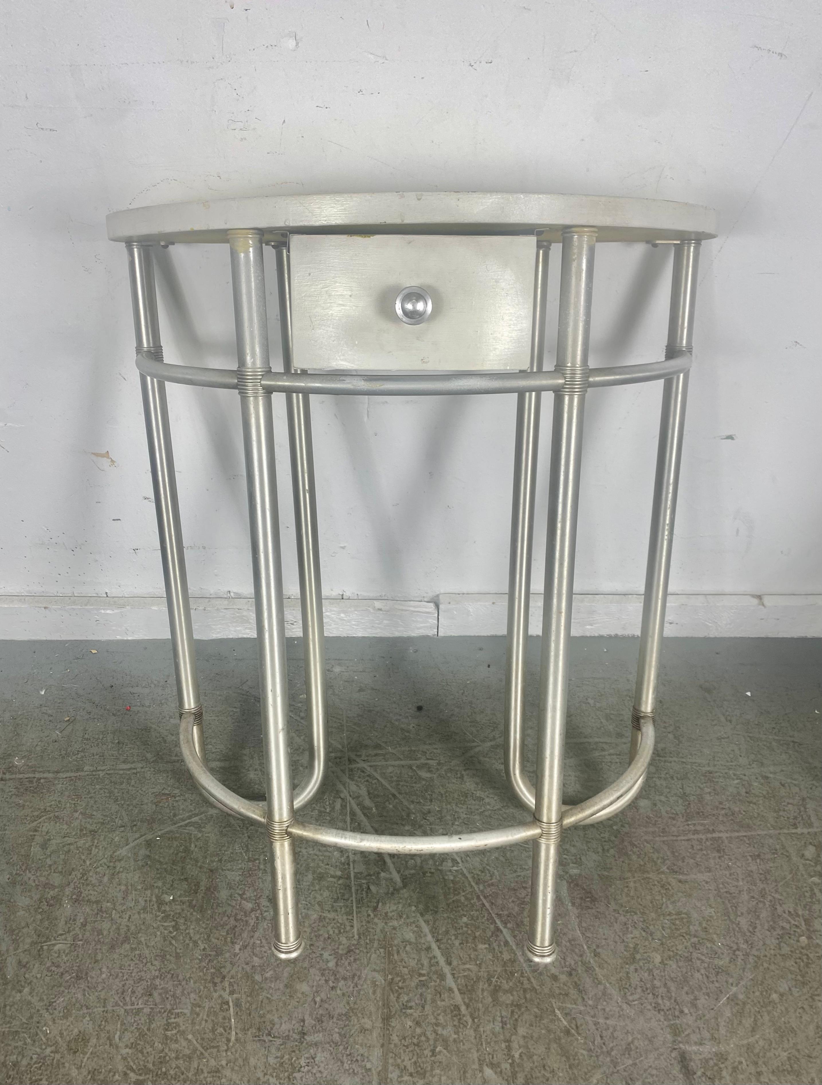 Brushed Rare Warren McArthur Console / Hall Table, Art Deco, Machine Age, 1930's For Sale