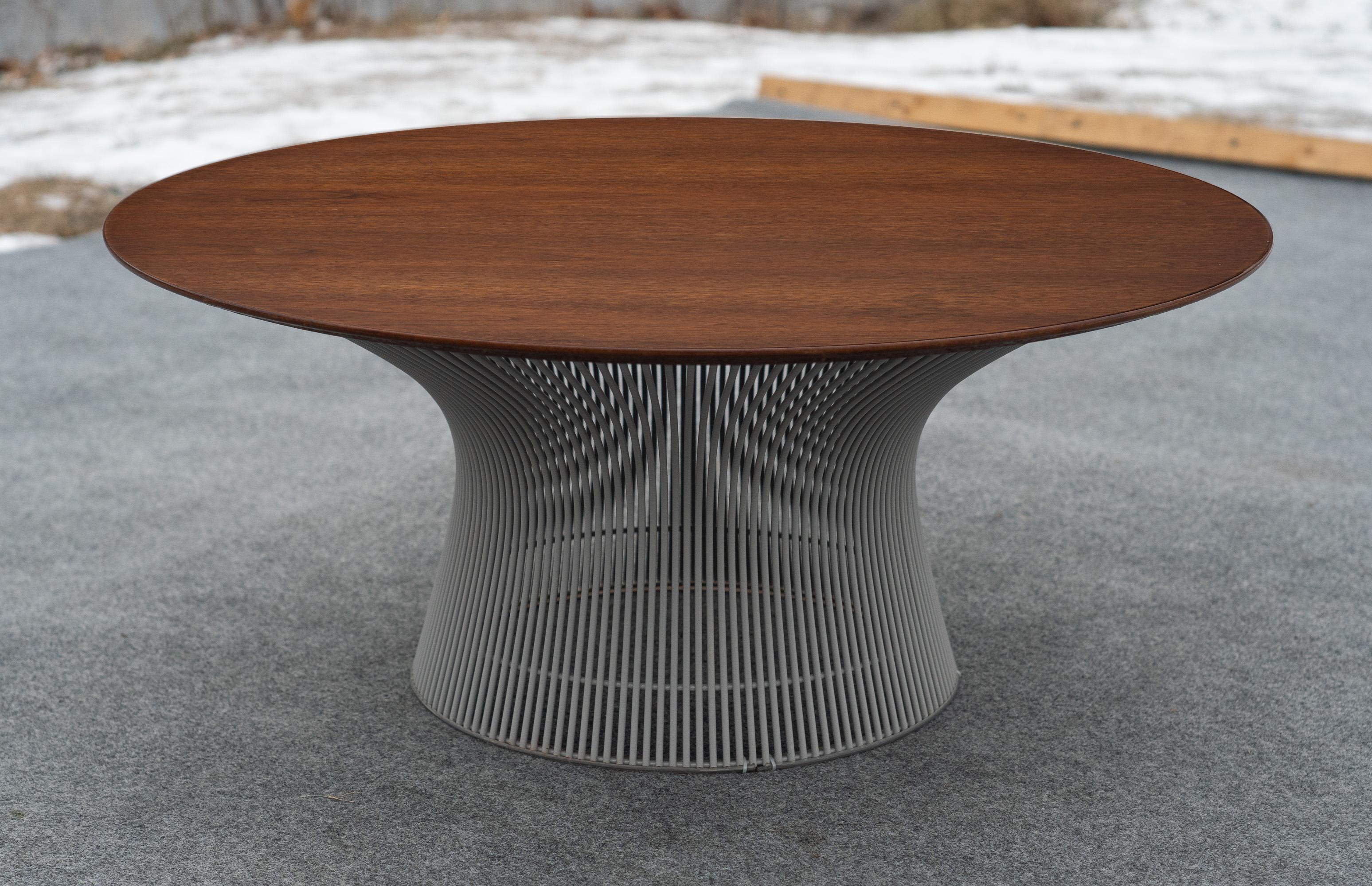 Mid-Century Modern Rare Warren Platner for Knoll Walnut & Enameled Steel Coffee Table Special Order For Sale