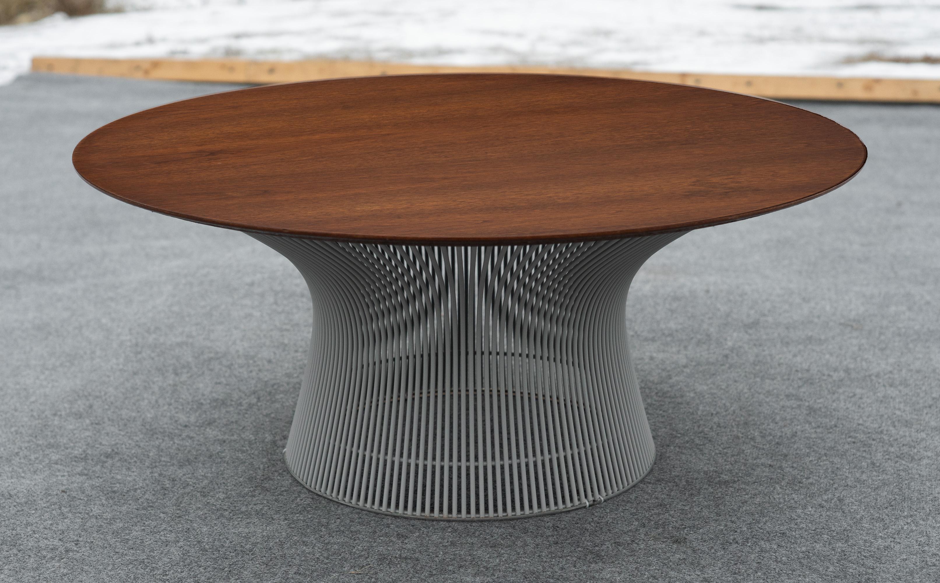 American Rare Warren Platner for Knoll Walnut & Enameled Steel Coffee Table Special Order For Sale