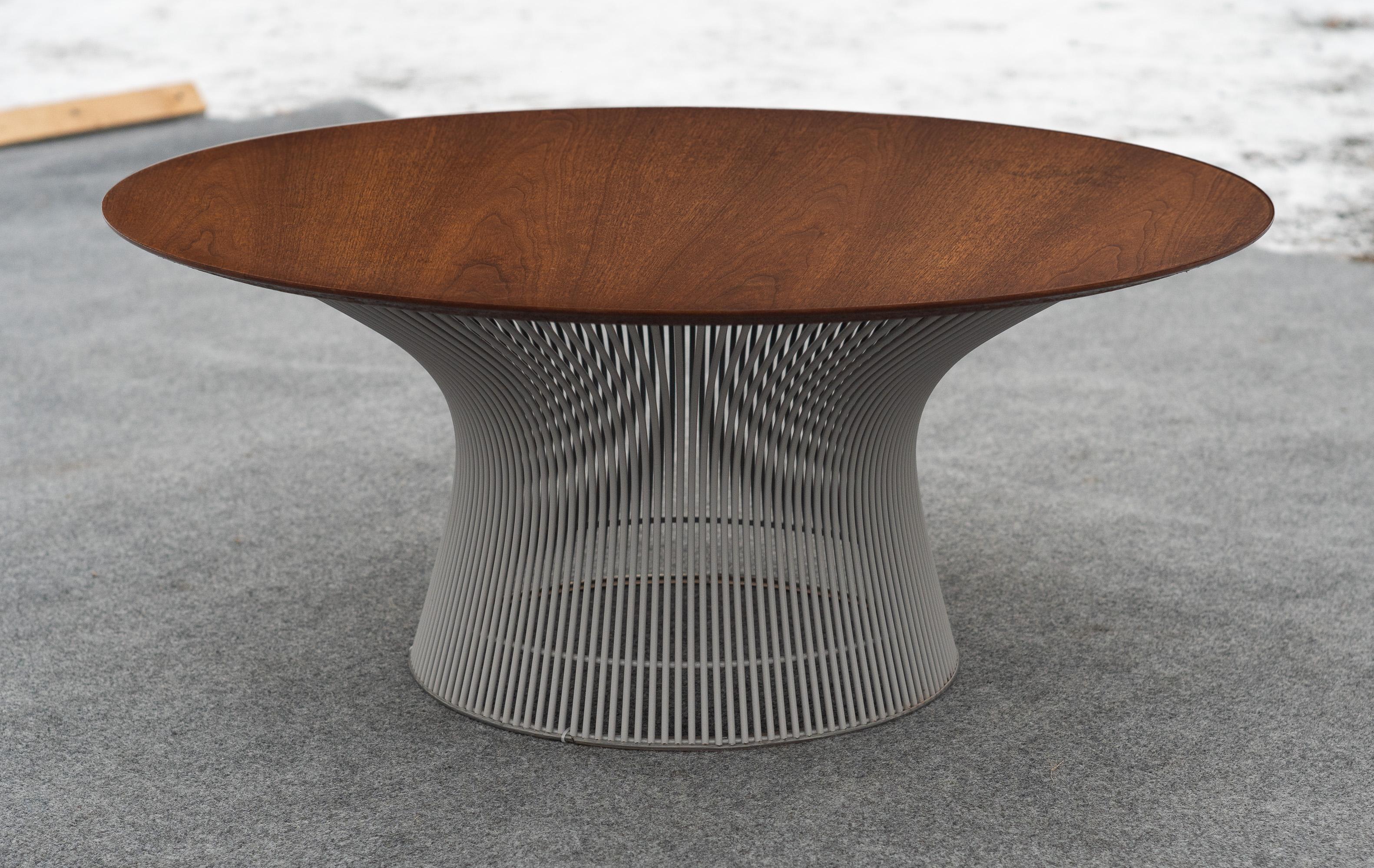 Painted Rare Warren Platner for Knoll Walnut & Enameled Steel Coffee Table Special Order For Sale
