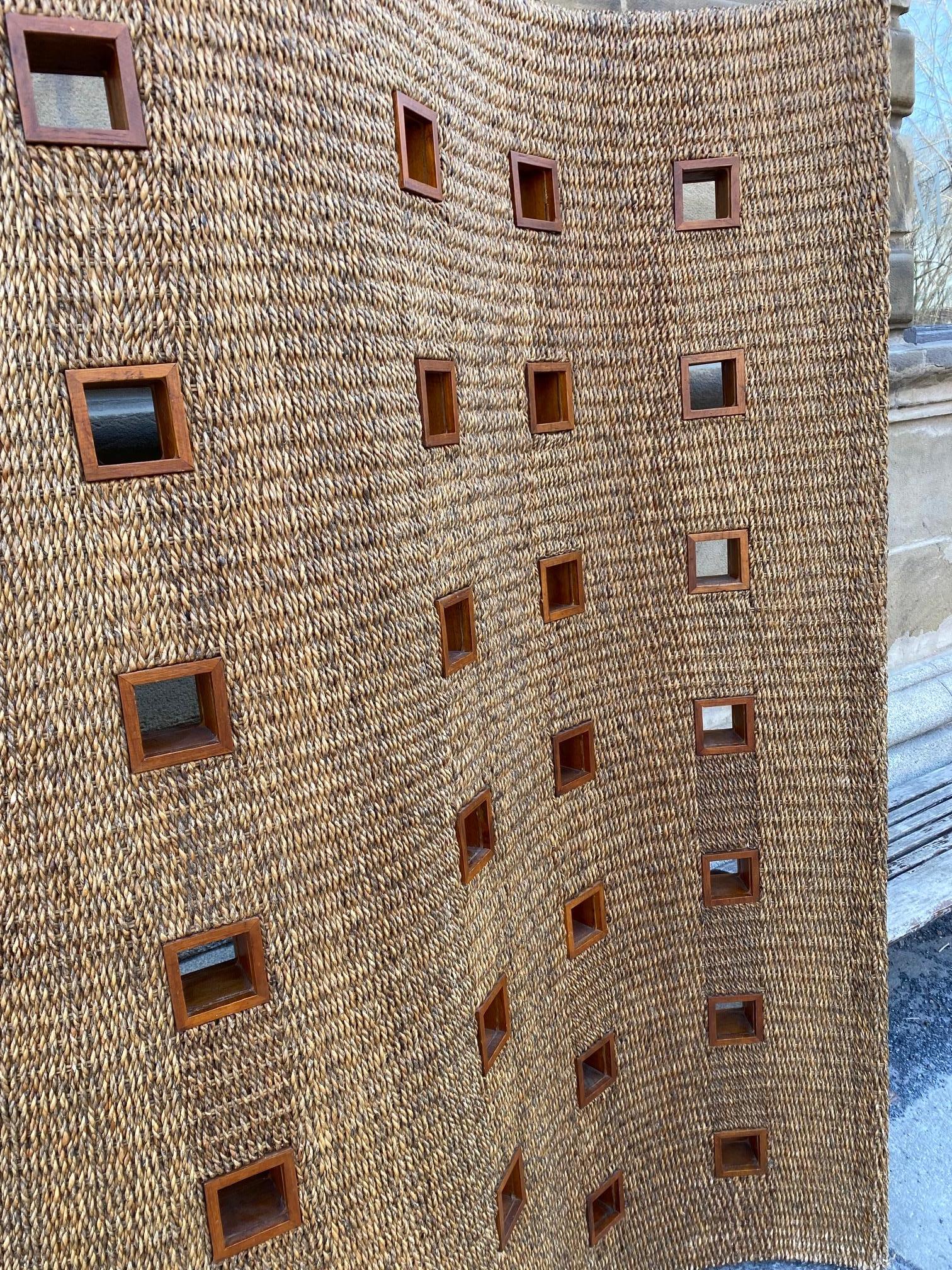 Great Sea Grass and Teak Screen /Room Divider For Sale 15