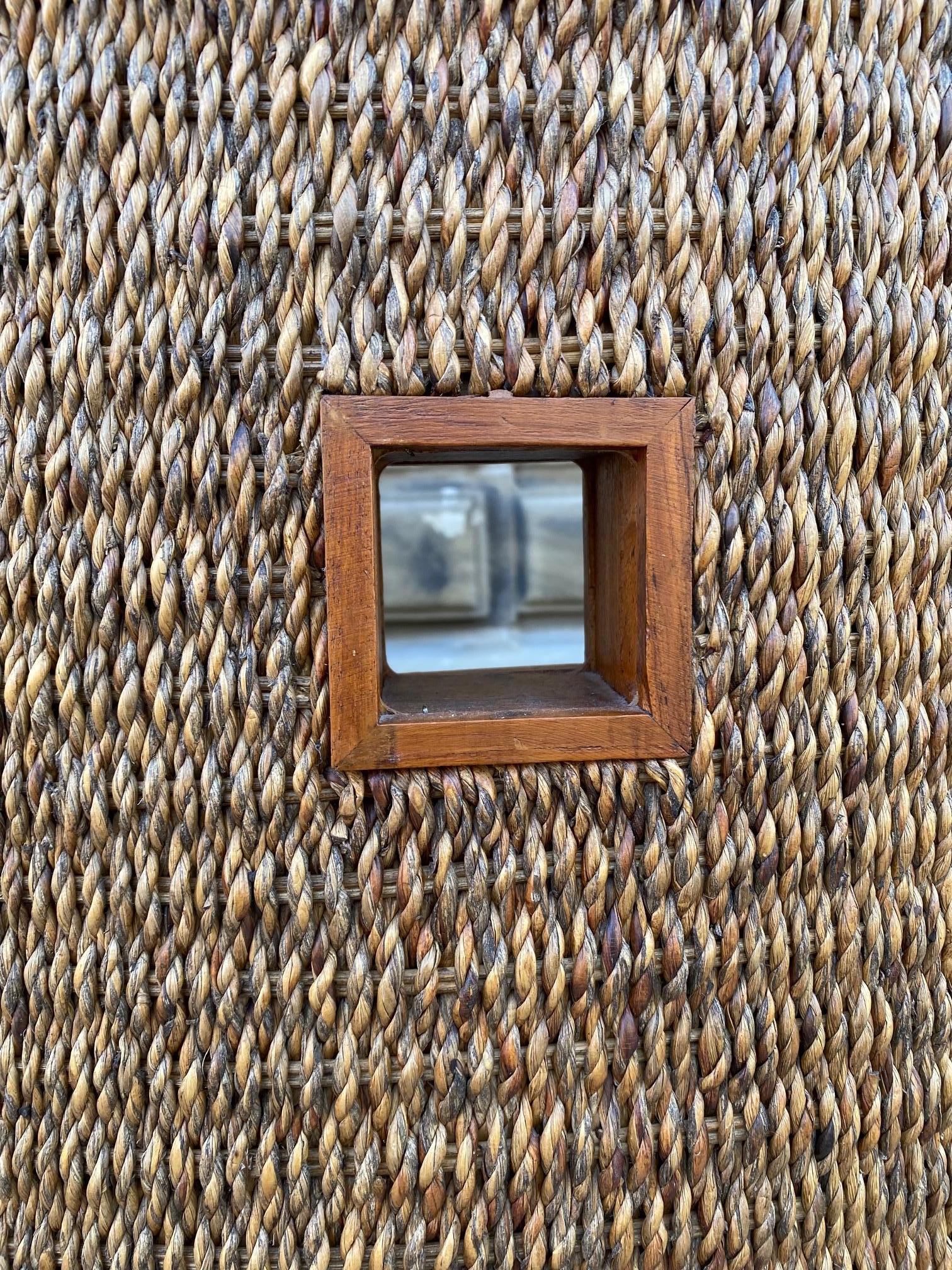 Late 20th Century Great Sea Grass and Teak Screen /Room Divider For Sale