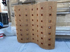 Rare Water Hyacinths and Teak Screen Room Divider in the Manner of Audoux Minet