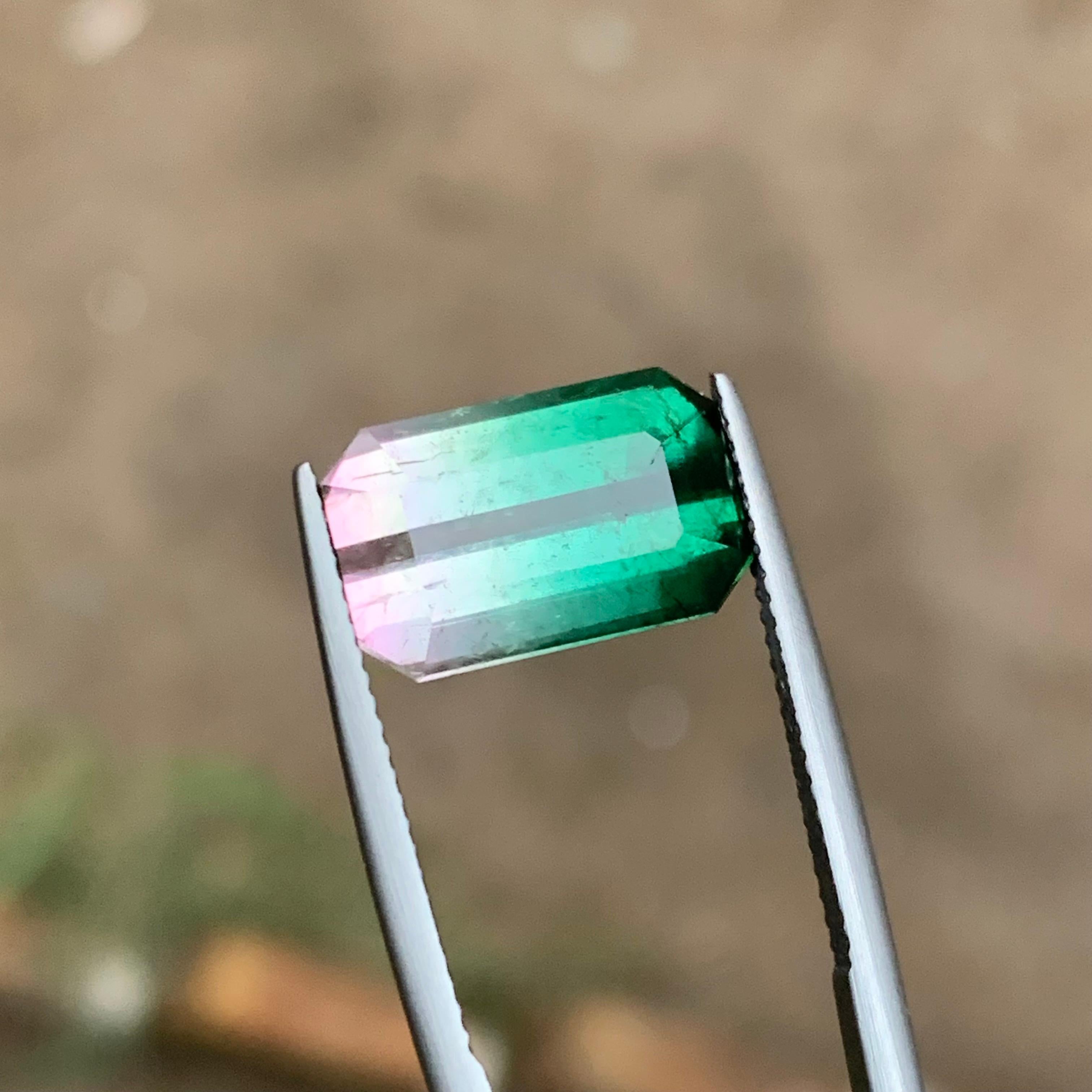 Rare Watermelon Bicolor Bluish Green & Pink Tourmaline Gemstone 7.30 Ct for Ring For Sale 4
