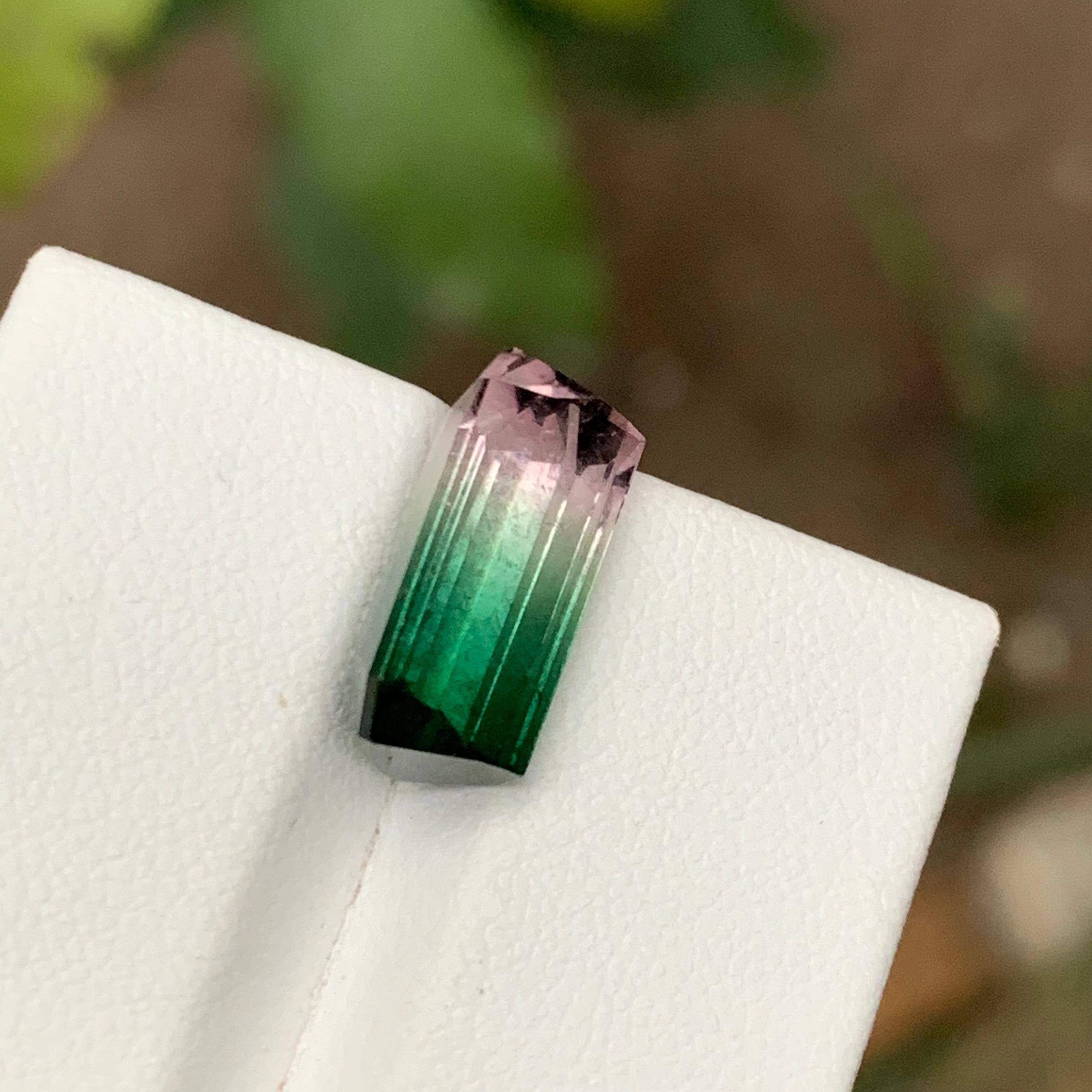 Rare Watermelon Bicolor Bluish Green & Pink Tourmaline Gemstone 7.30 Ct for Ring For Sale 6