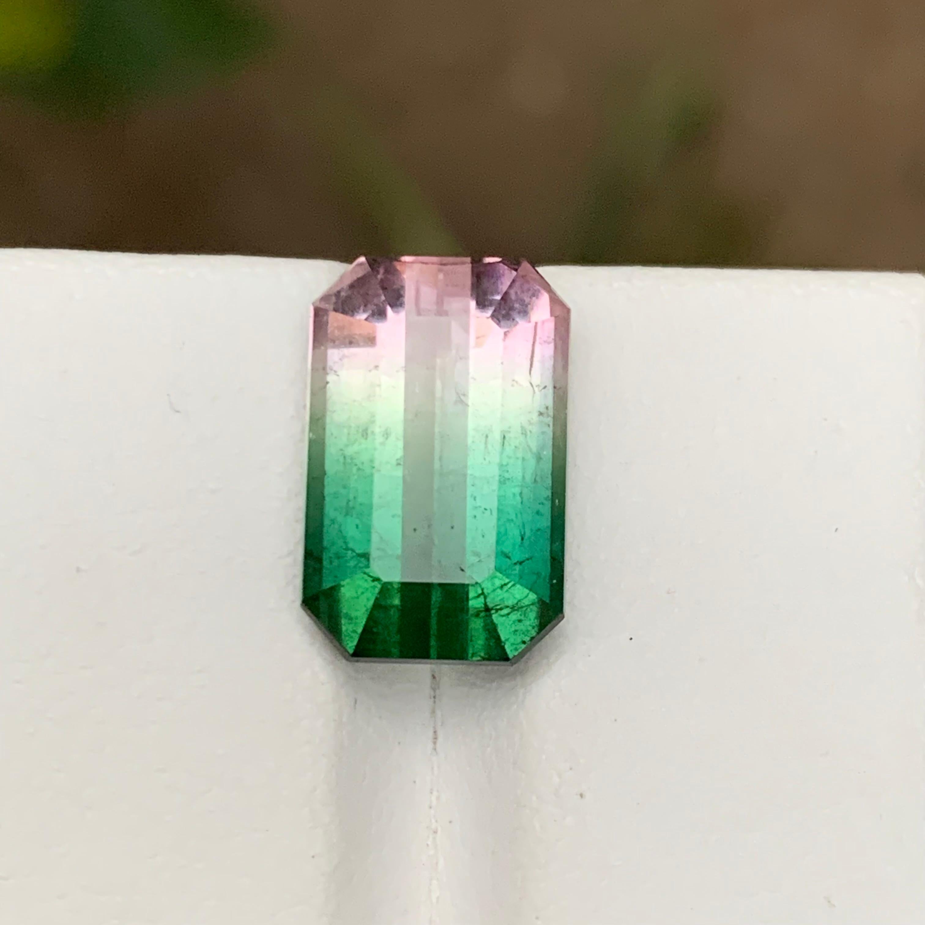 Contemporary Rare Watermelon Bicolor Bluish Green & Pink Tourmaline Gemstone 7.30 Ct for Ring For Sale