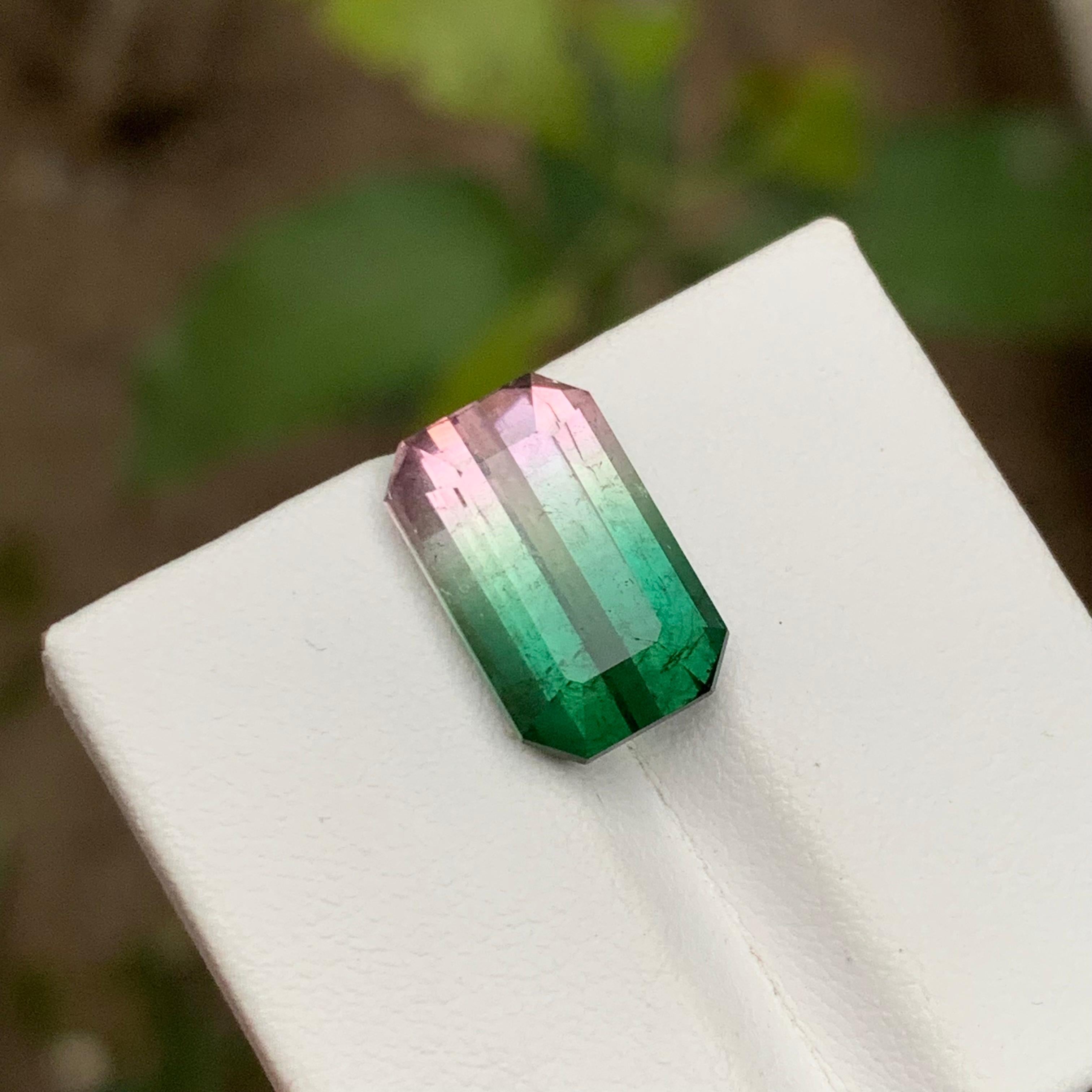 Rare Watermelon Bicolor Bluish Green & Pink Tourmaline Gemstone 7.30 Ct for Ring In New Condition For Sale In Peshawar, PK