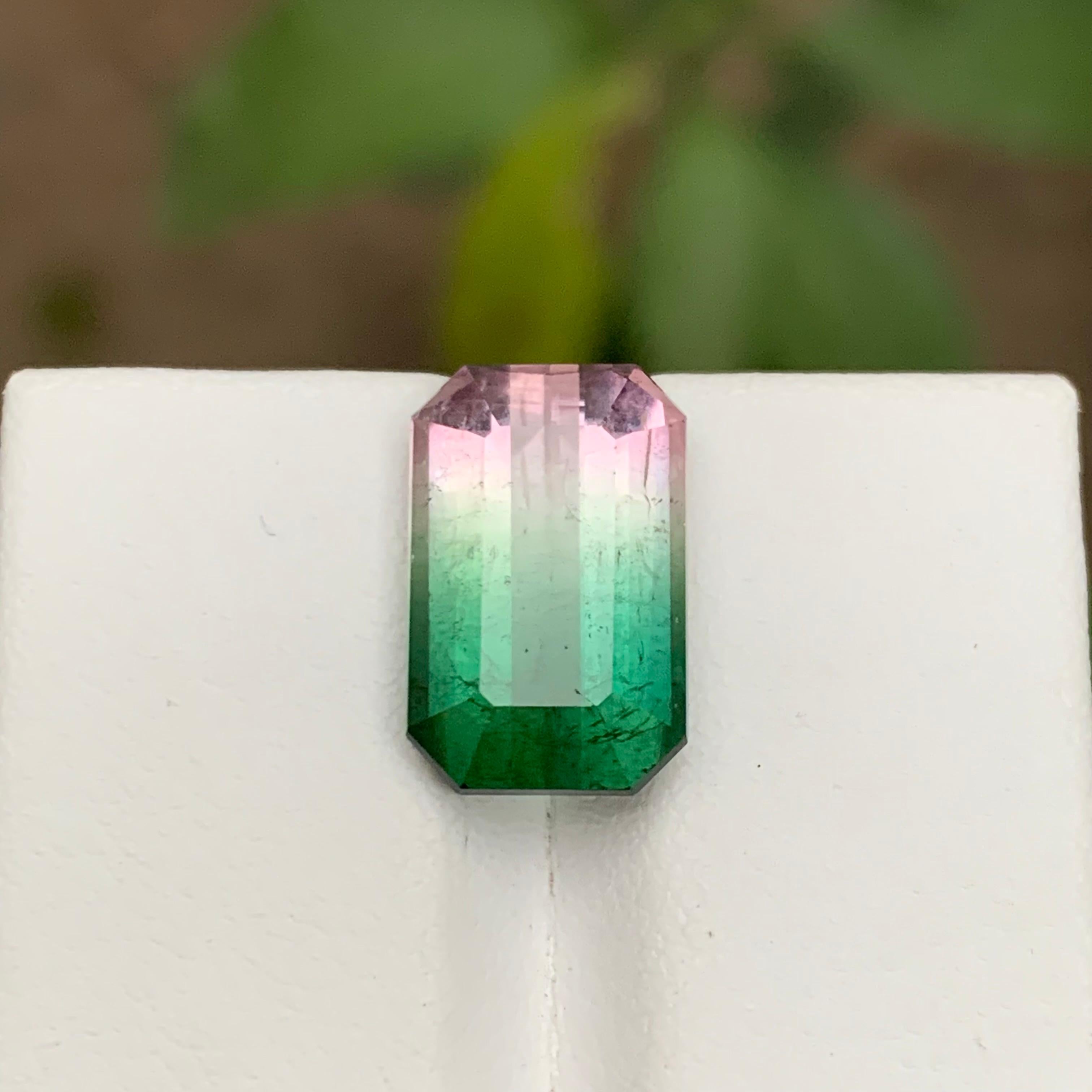 Rare Watermelon Bicolor Bluish Green & Pink Tourmaline Gemstone 7.30 Ct for Ring For Sale 3