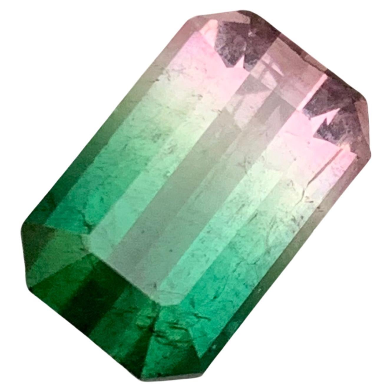 Rare Watermelon Bicolor Bluish Green & Pink Tourmaline Gemstone 7.30 Ct for Ring For Sale