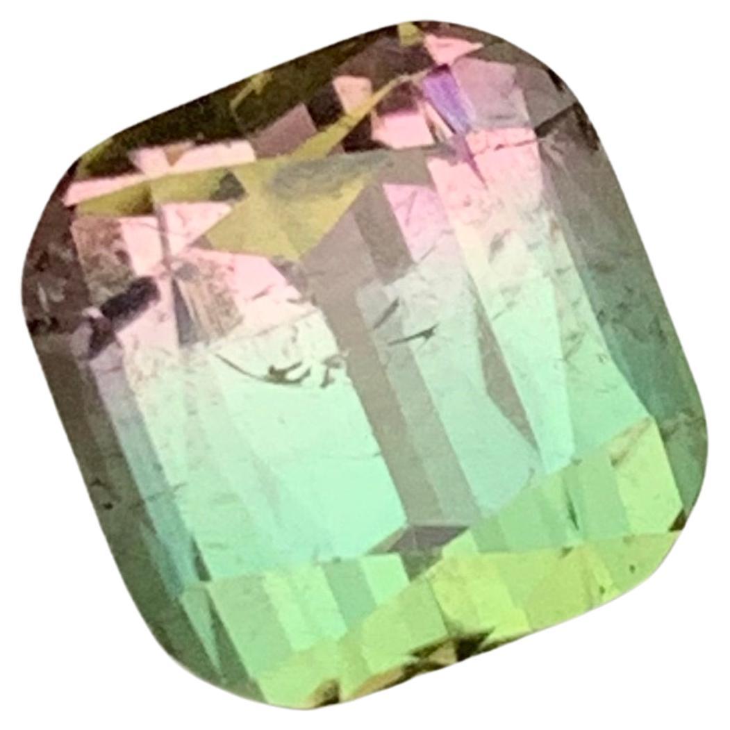 Rare Watermelon Bicolor Natural Tourmaline Gemstone 3.65 Ct Cushion Cut for Ring For Sale