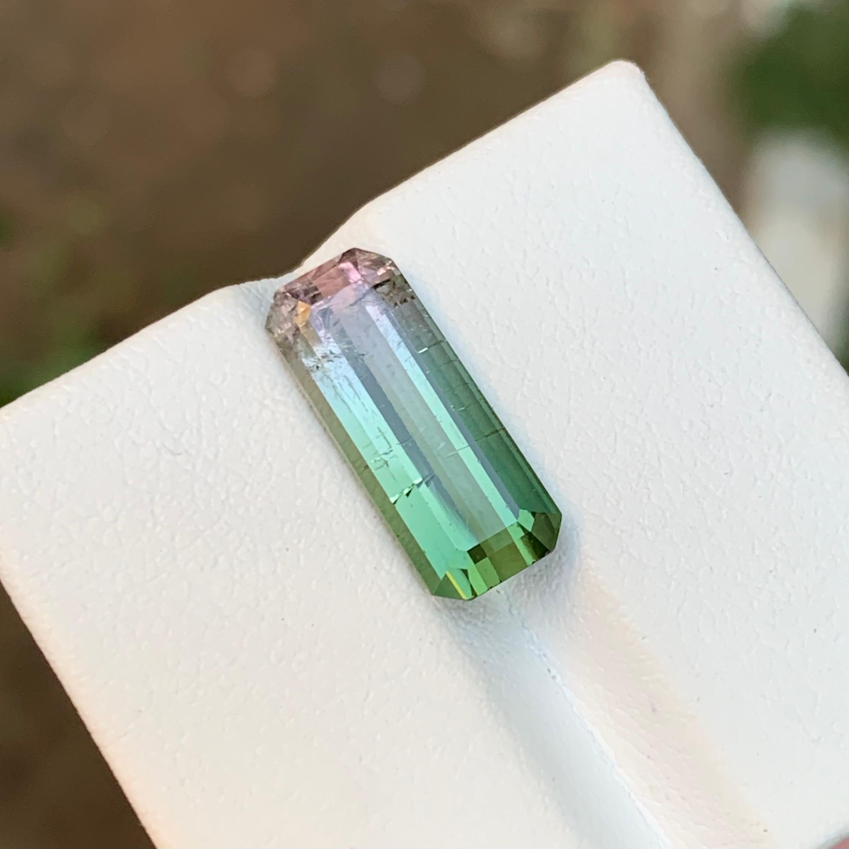 Seltene Wassermelone Bicolor natürlichen Turmalin Edelstein 5,60 Ct Smaragd-Schliff für Ring im Angebot 5