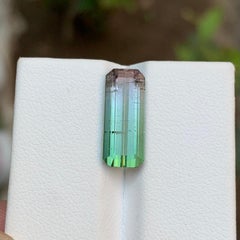Rare Watermelon Bicolor Natural Tourmaline Gemstone 5.60 Ct Emerald Cut for Ring
