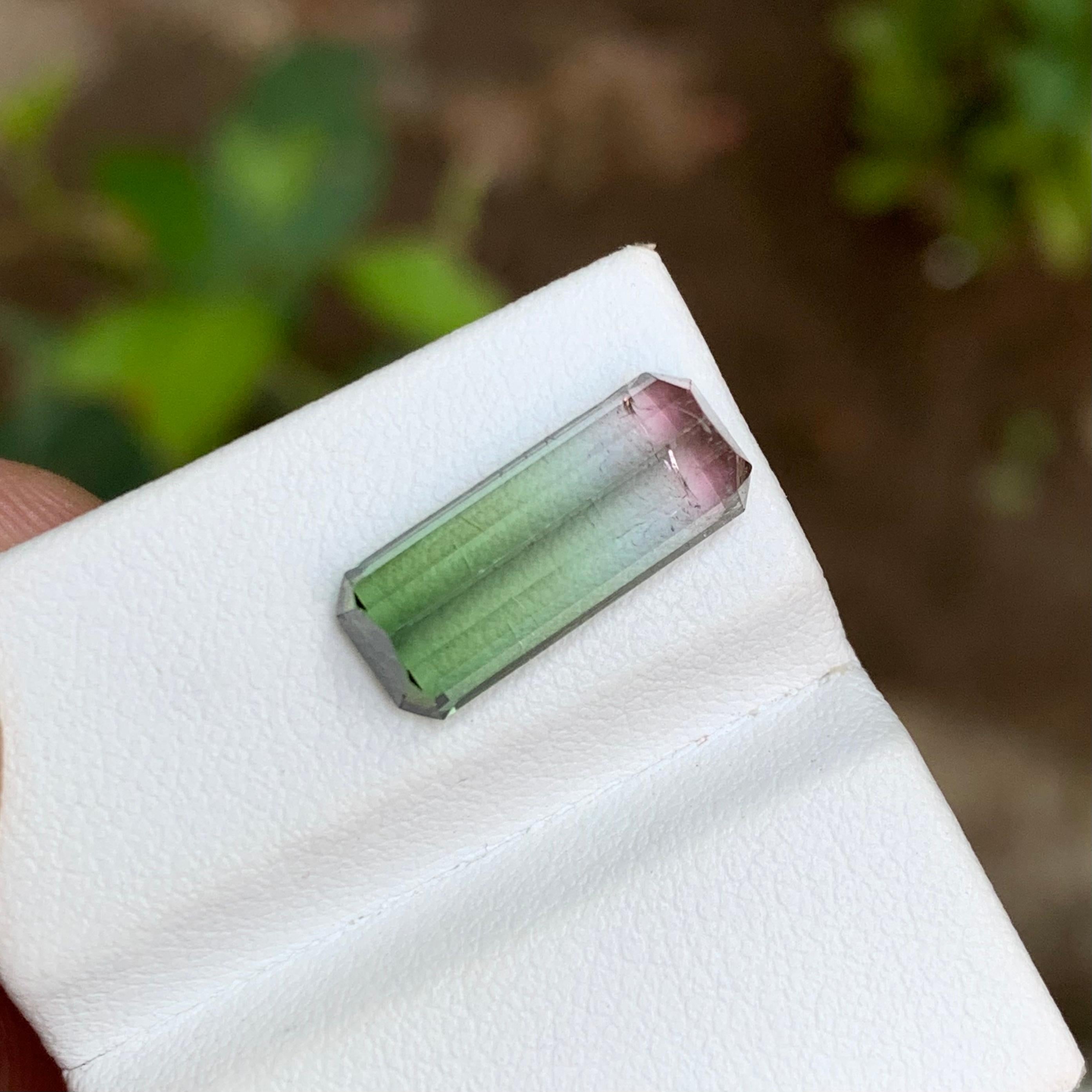 Seltene Wassermelone Bicolor natürlichen Turmalin Edelstein 5,60 Ct Smaragd-Schliff für Ring (Smaragdschliff) im Angebot