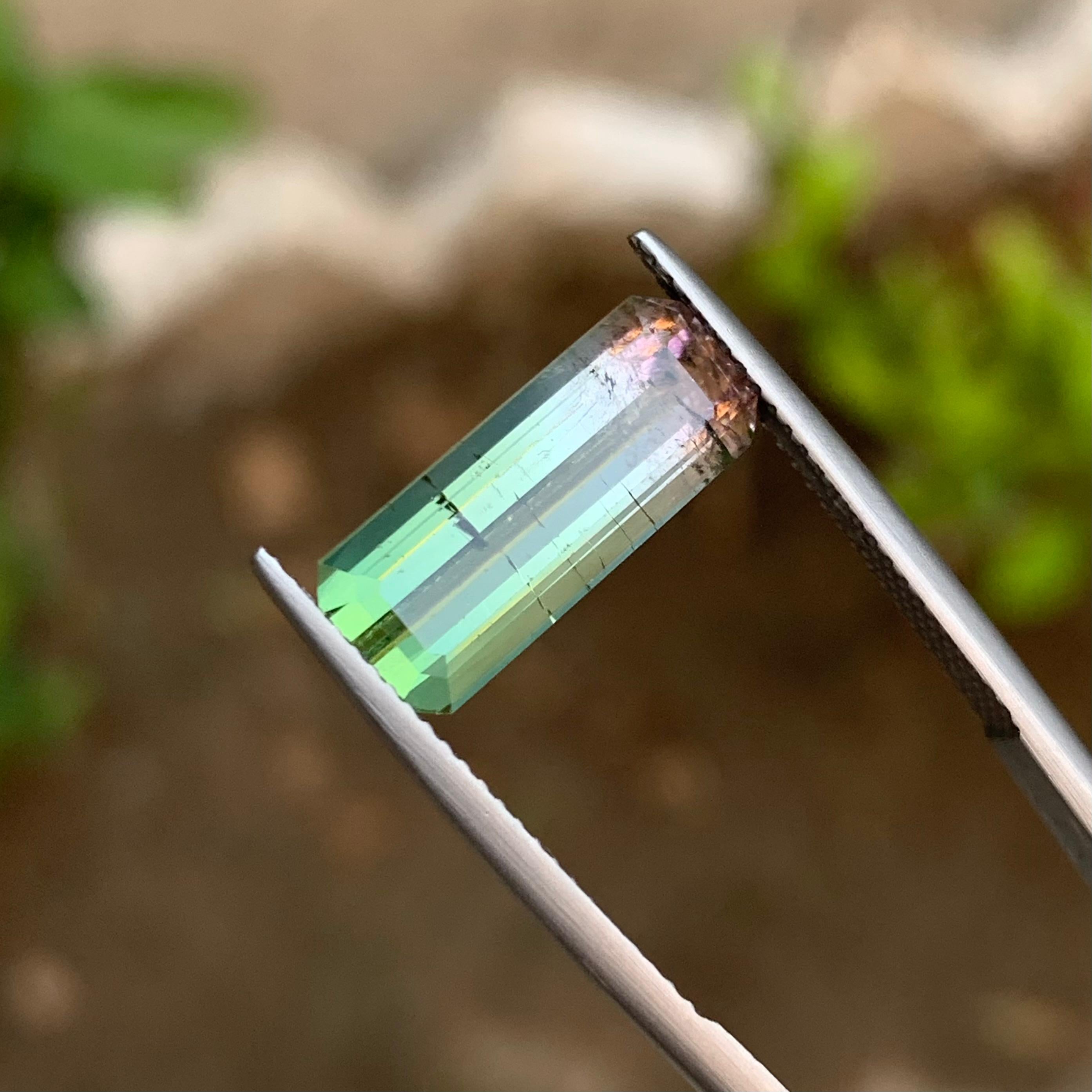 Seltene Wassermelone Bicolor natürlichen Turmalin Edelstein 5,60 Ct Smaragd-Schliff für Ring im Angebot 1