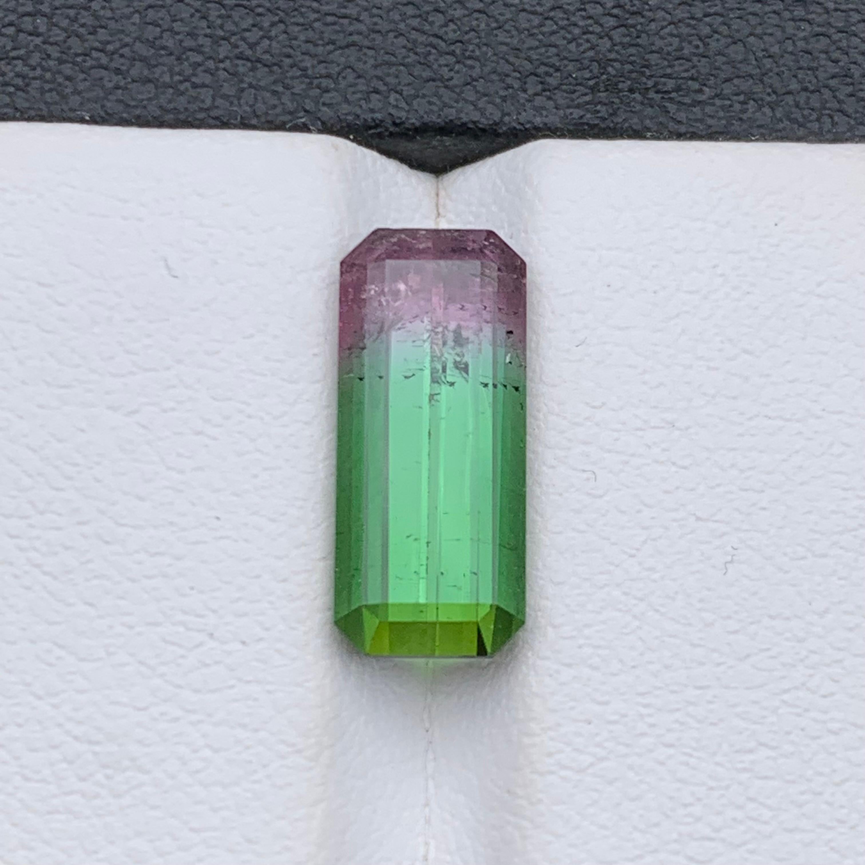 Emerald Cut Rare Watermelon Bicolor Natural Tourmaline Ring Loose Gemstone 5.40 Ct-Jewelry For Sale