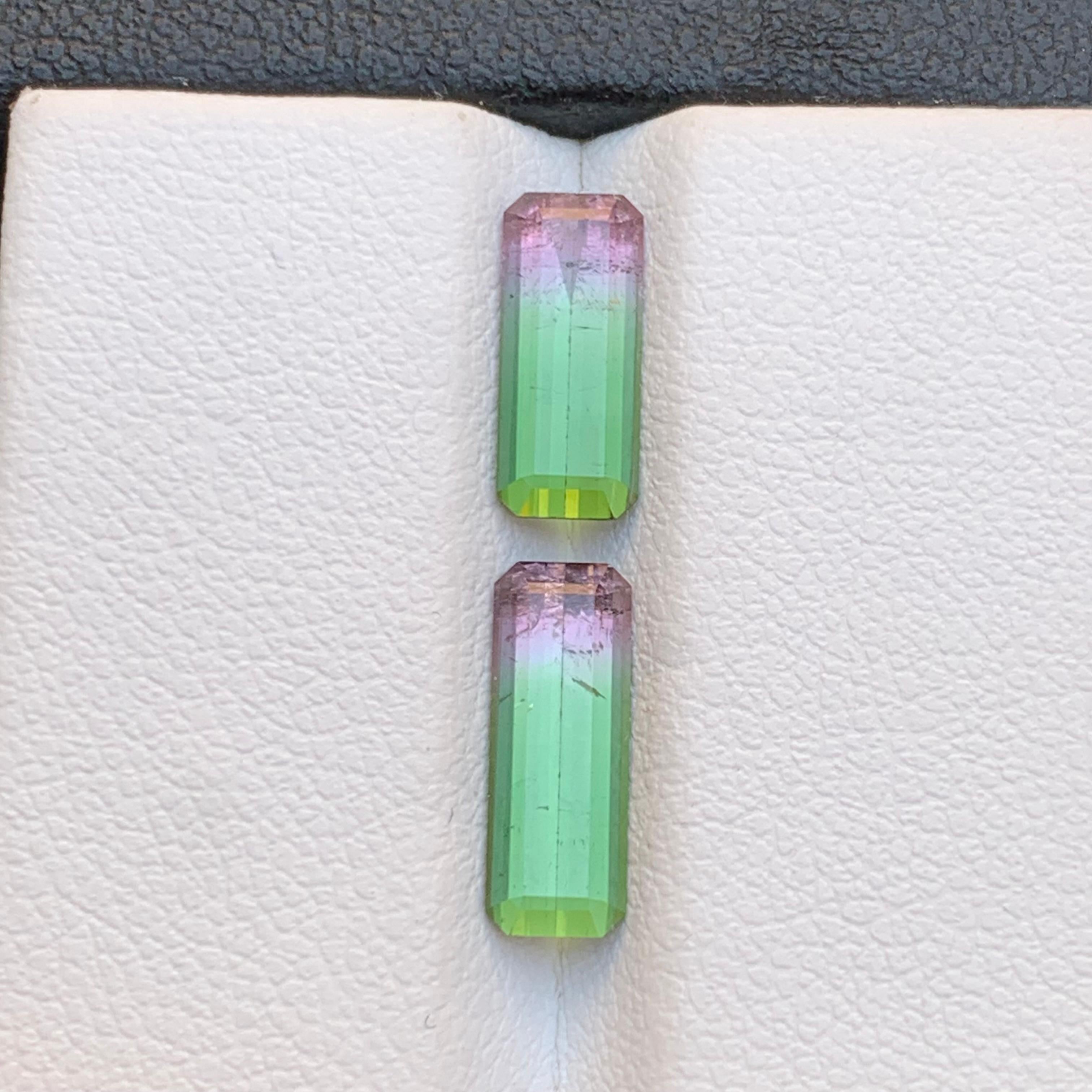 Emerald Cut Rare Watermelon Bicolor Natural Tourmaline Ring Loose Gemstones 3.10 Ct-Jewelry For Sale