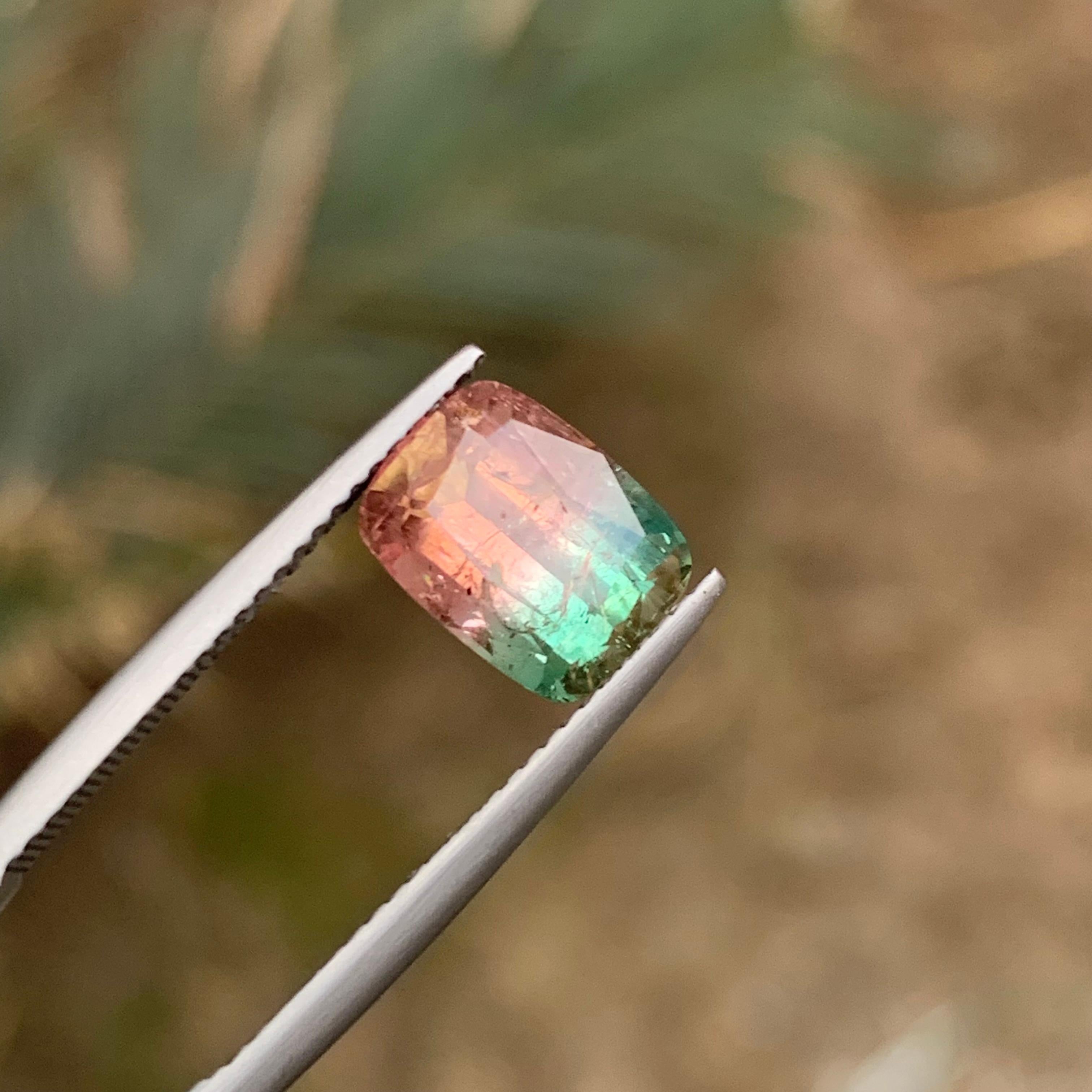 Rare Watermelon Bicolor Tourmaline Gemstone 3.05Ct Cushion Cut for Ring/Jewelry  For Sale 2