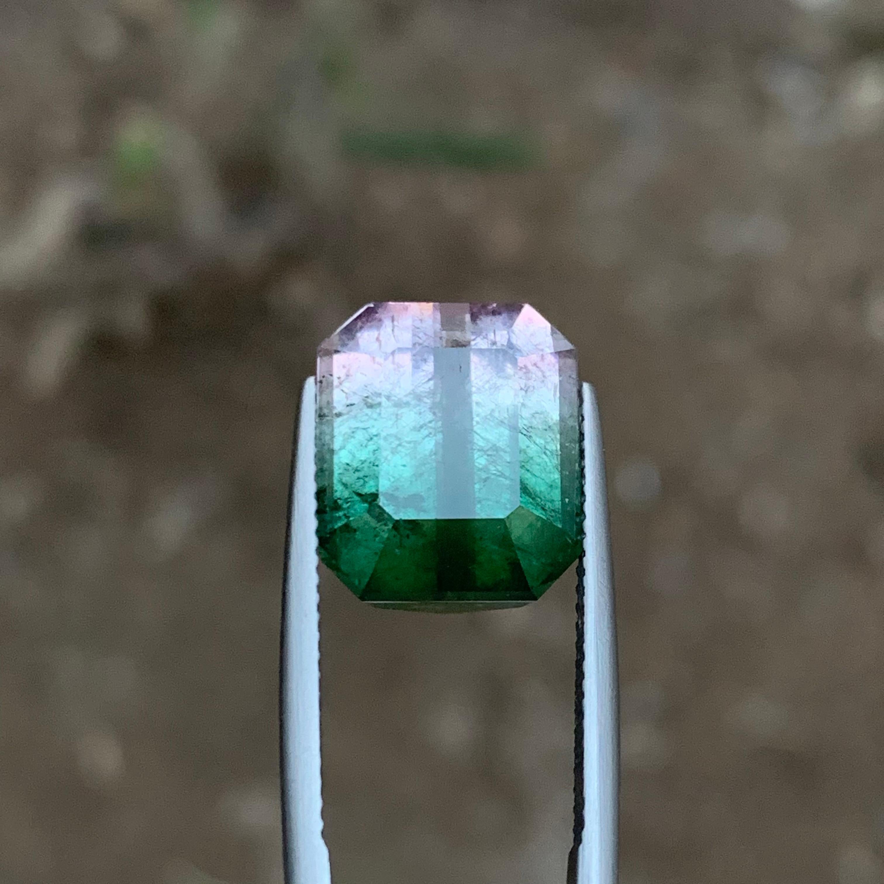 Rare Watermelon Bicolor Tourmaline Gemstone11.90Ct  Emerald Cut for Ring/Pendant For Sale 2